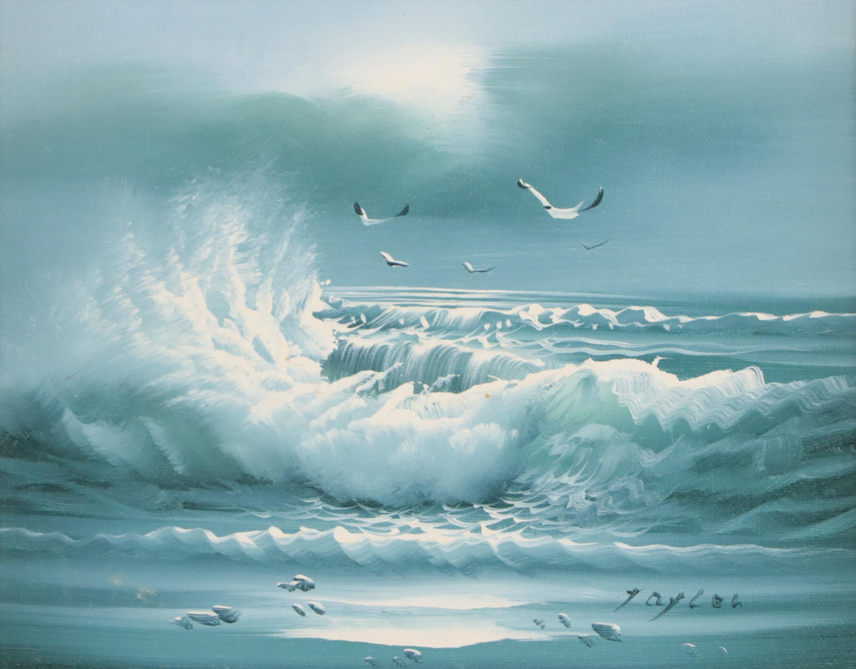 Oil Painting of a Seascape, Late 20th Century