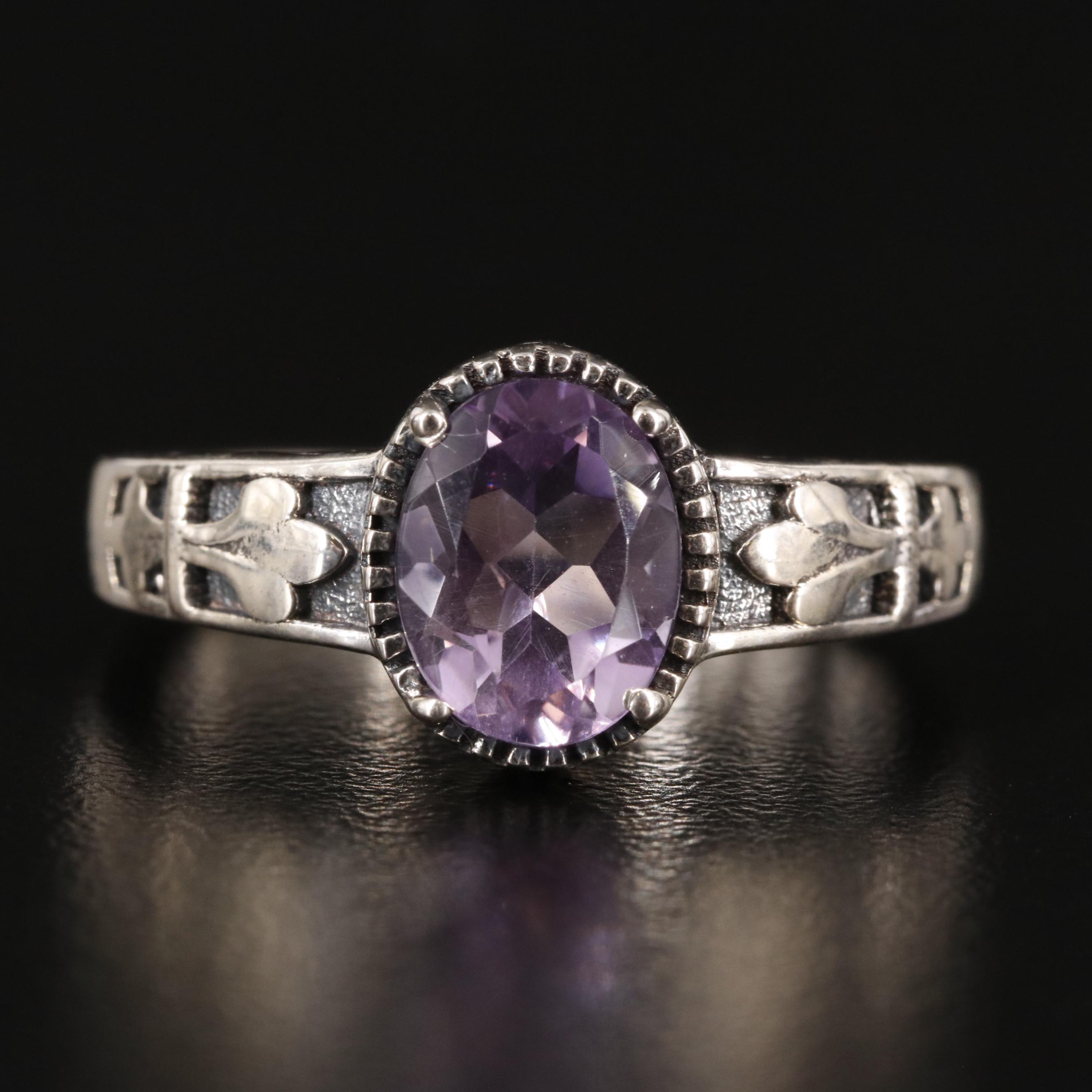 Sterling Amethyst Tapered Ring