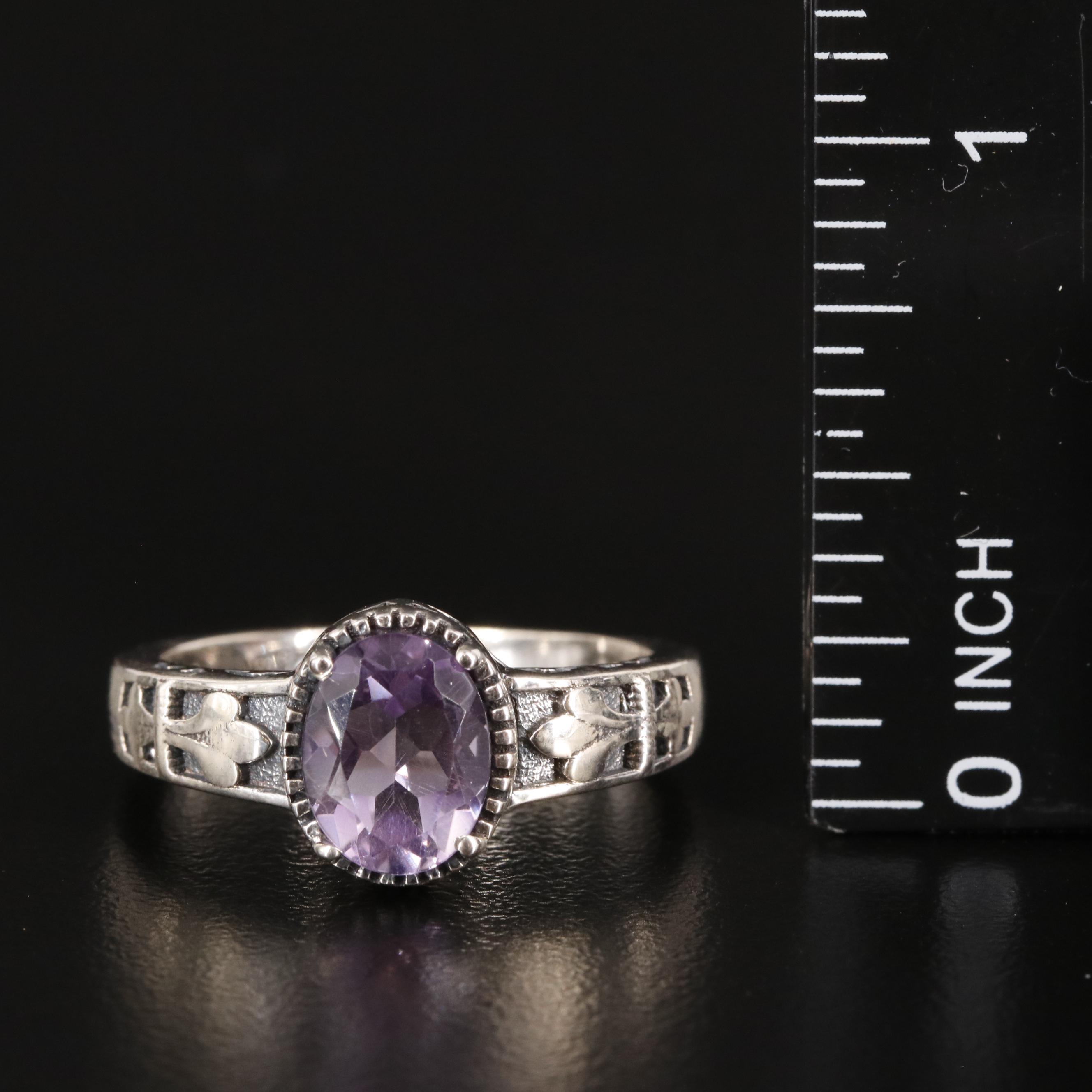 Sterling Amethyst Tapered Ring