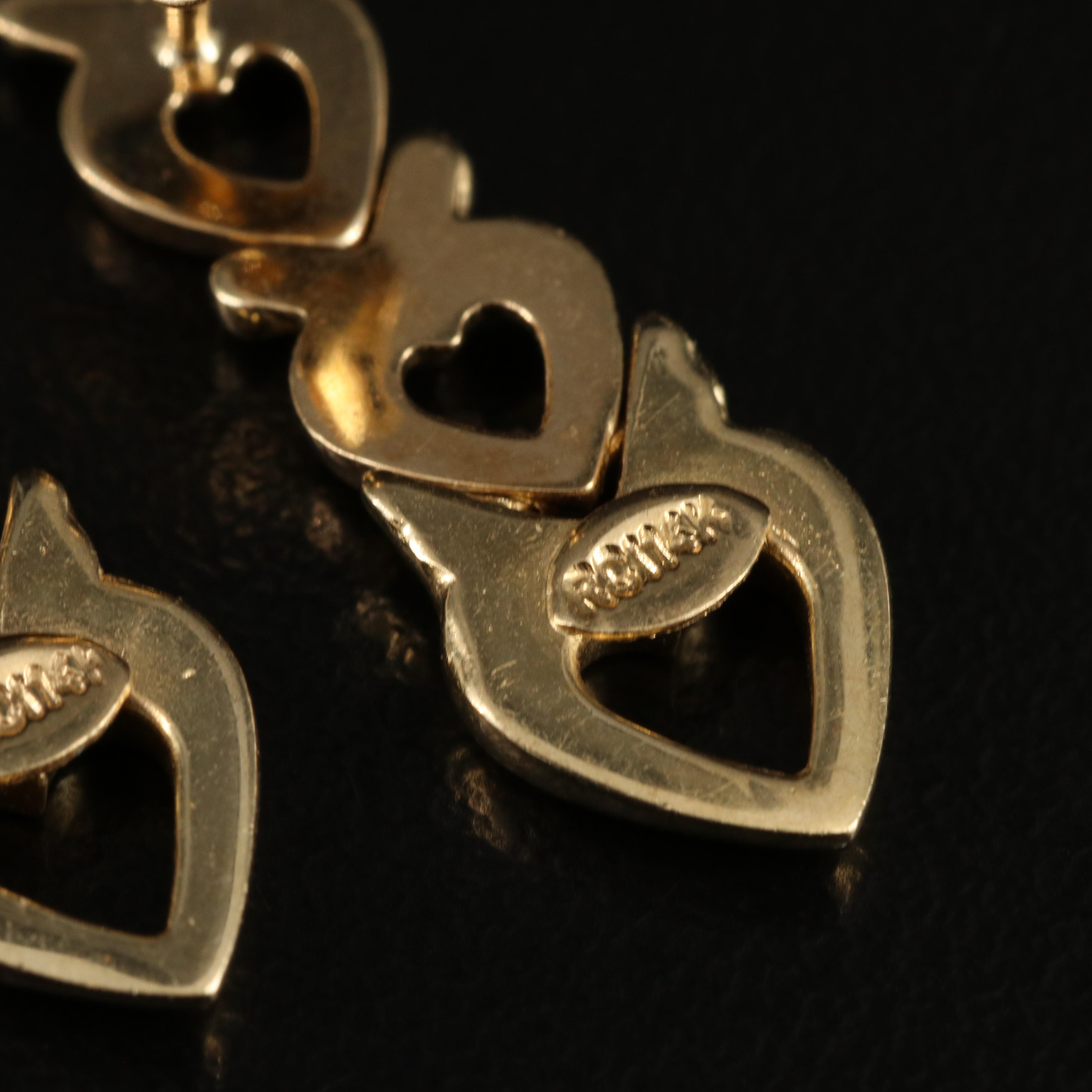 14K Graduated Heart Earrings