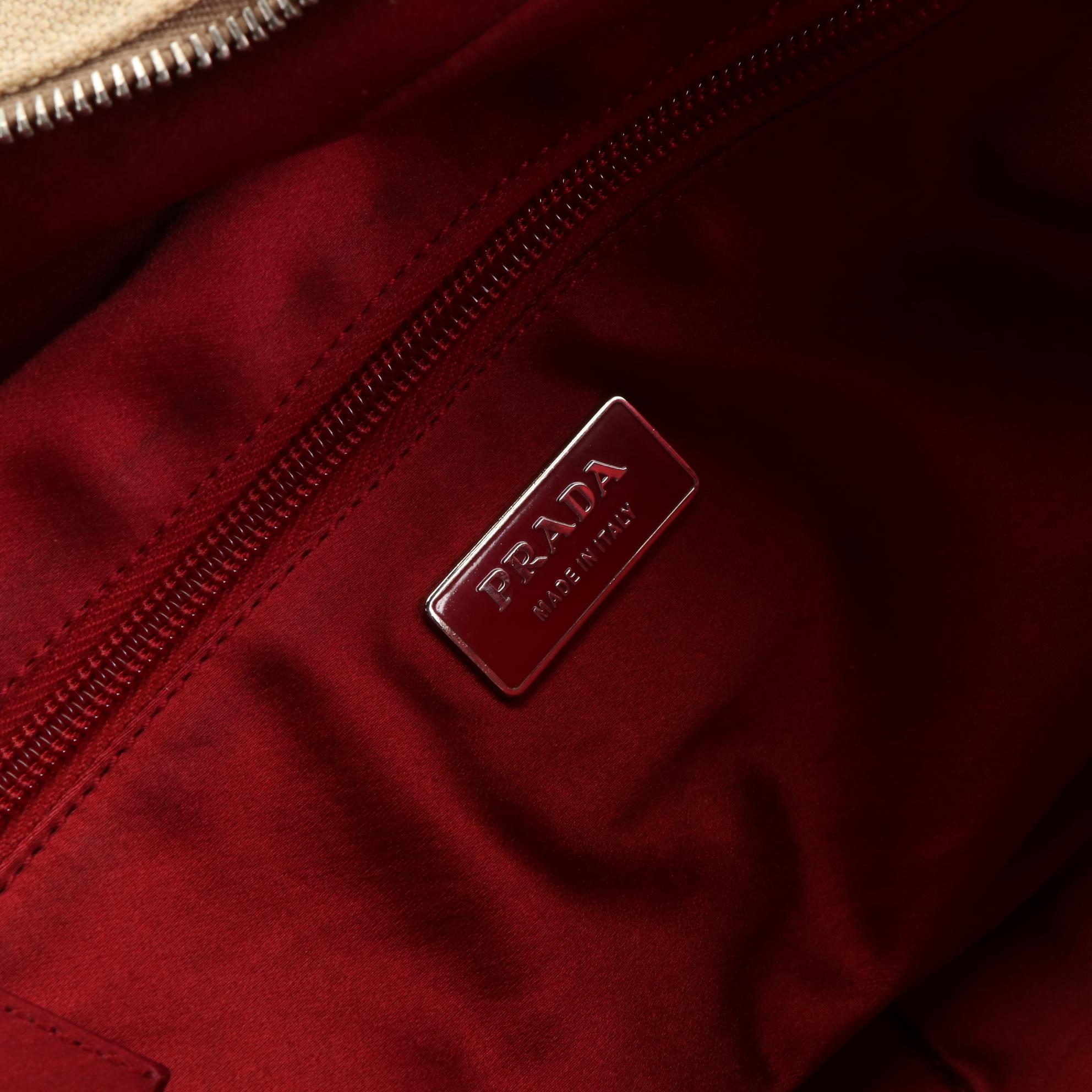 Prada Canapa Bowler Bag with Ostrich Trim