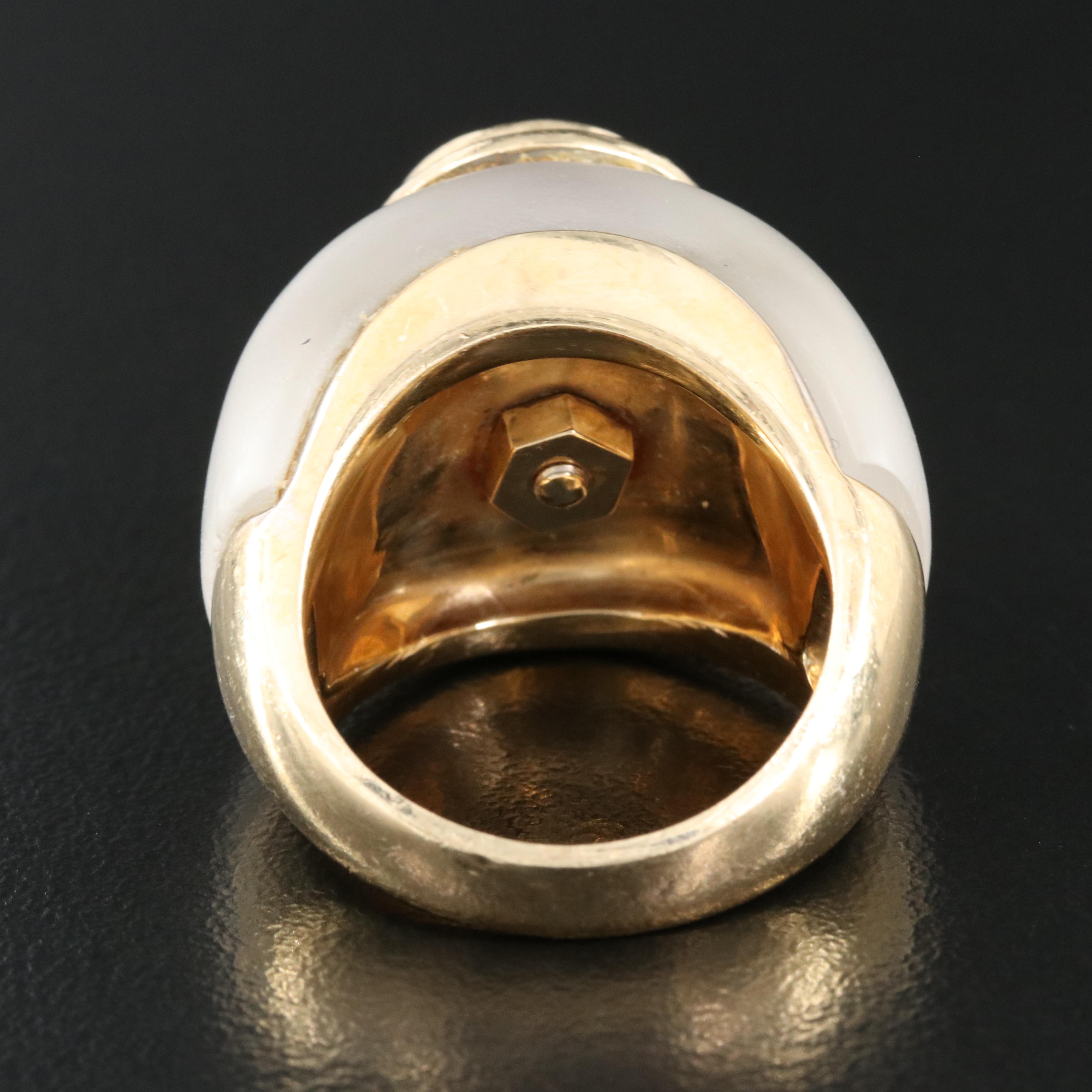 14K 6.50 CT Tourmaline and Rock Crystal Quartz Inlay Ring