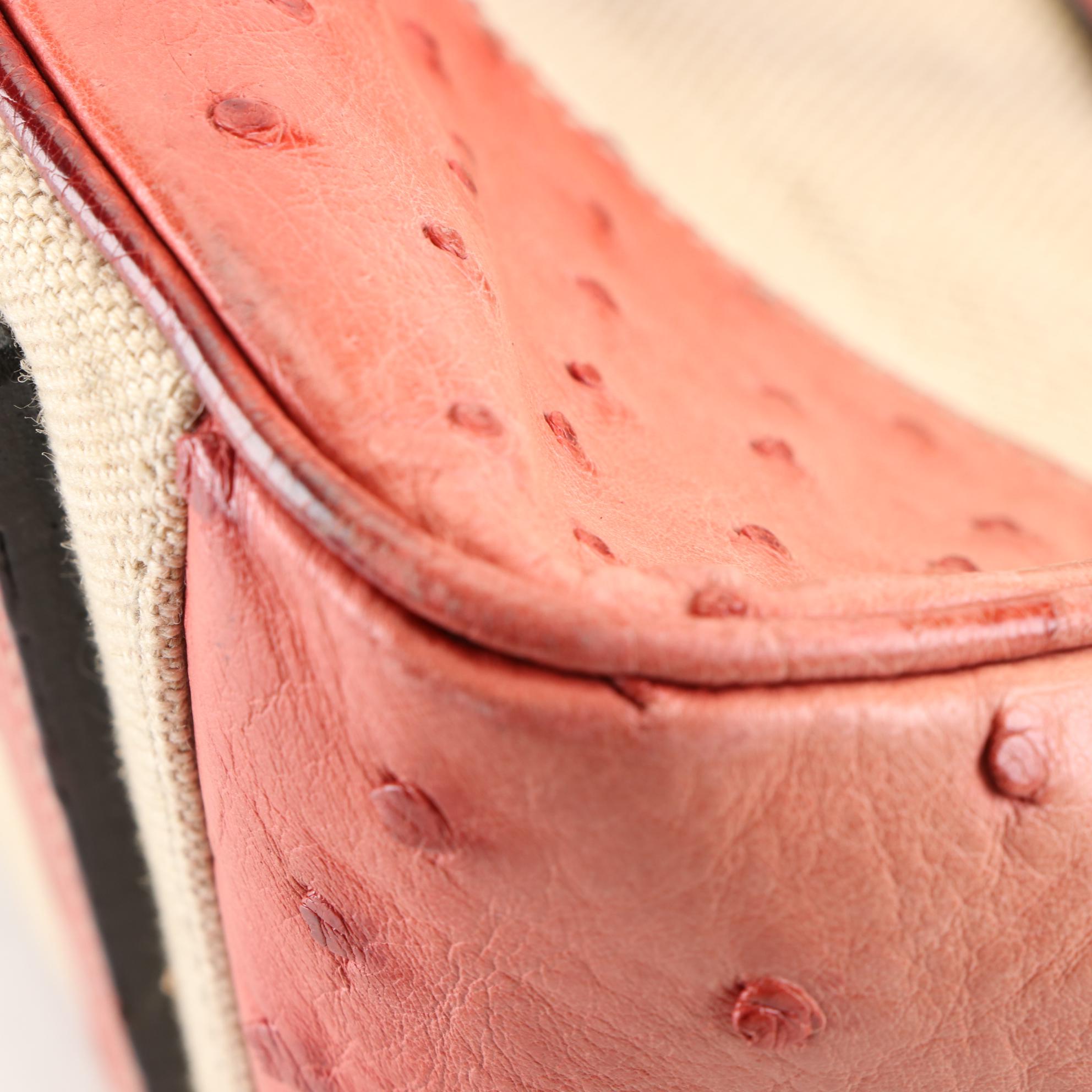 Prada Canapa Bowler Bag with Ostrich Trim