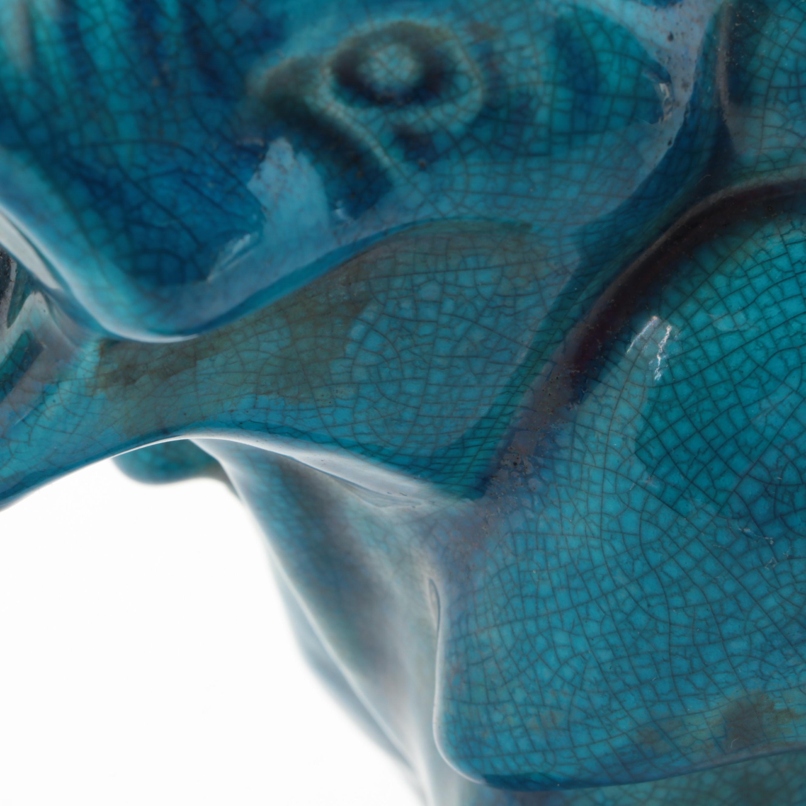 Turquoise Glazed Ceramic Elephant Figurine