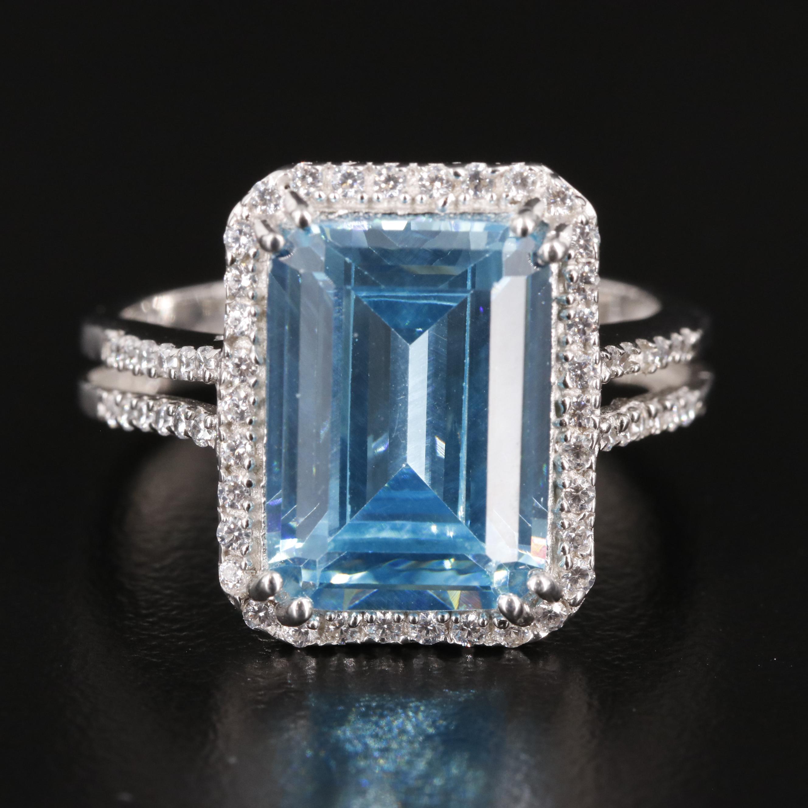 Sterling Cubic Zironia Halo Ring