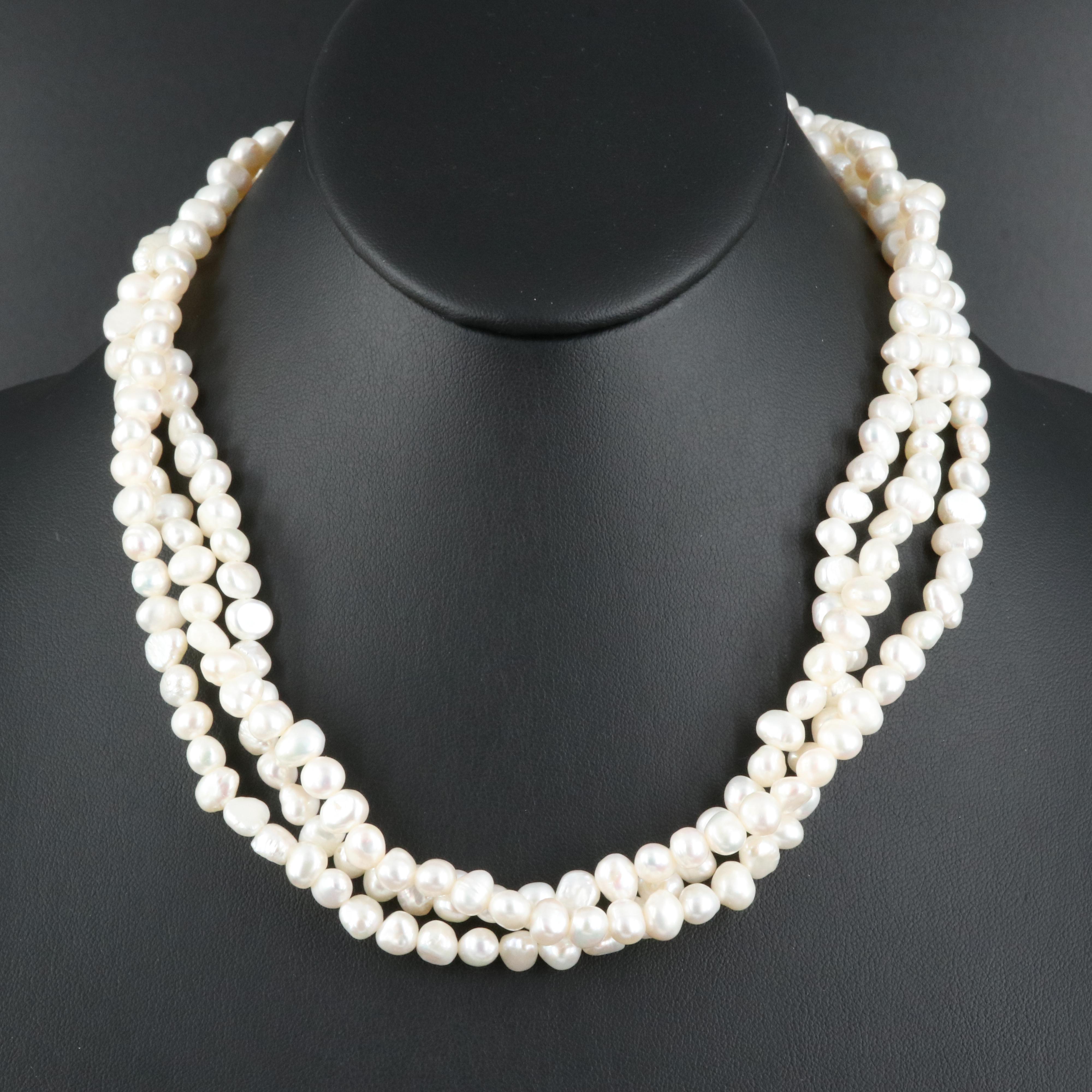 Pearl Necklace with Sterling Clasp