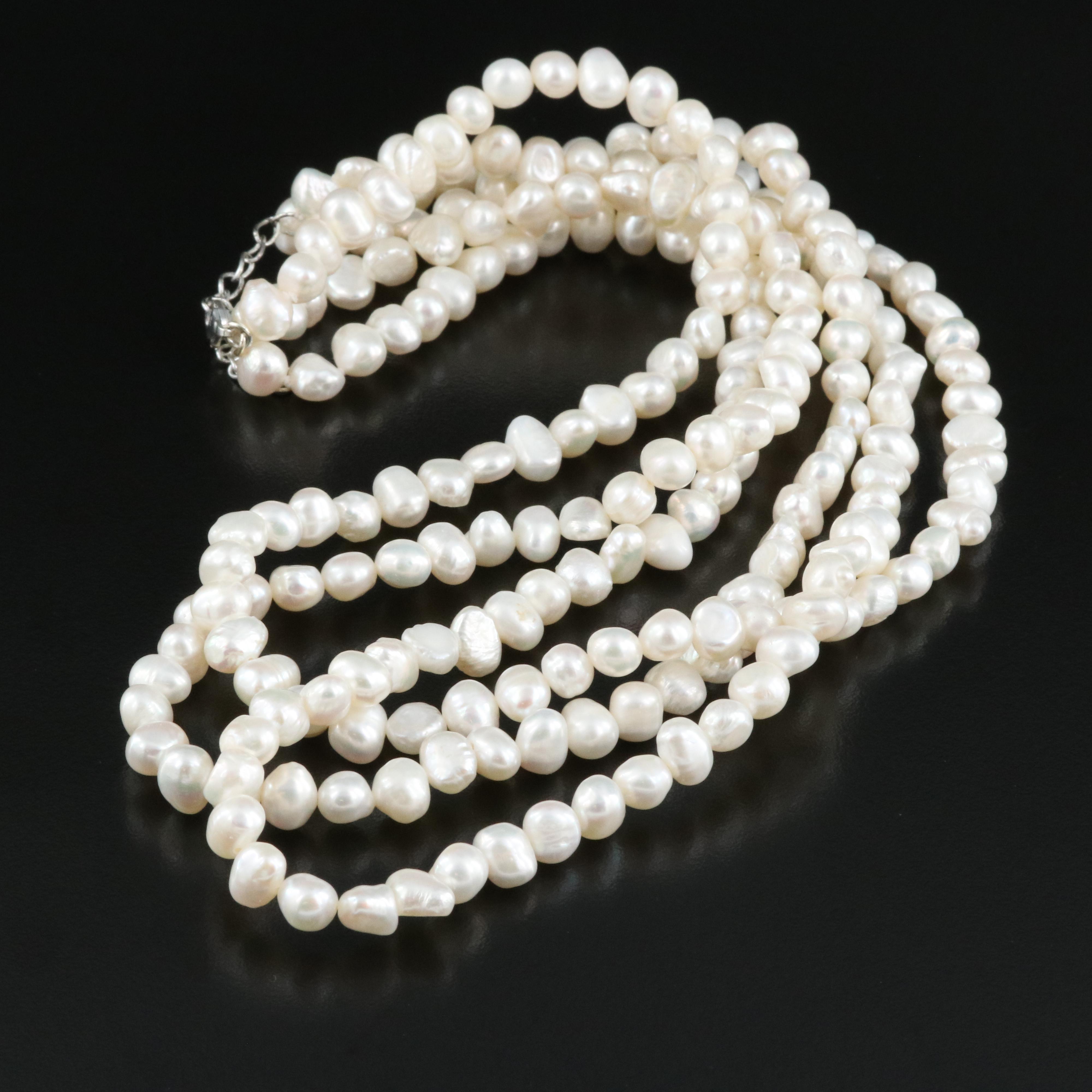 Pearl Necklace with Sterling Clasp