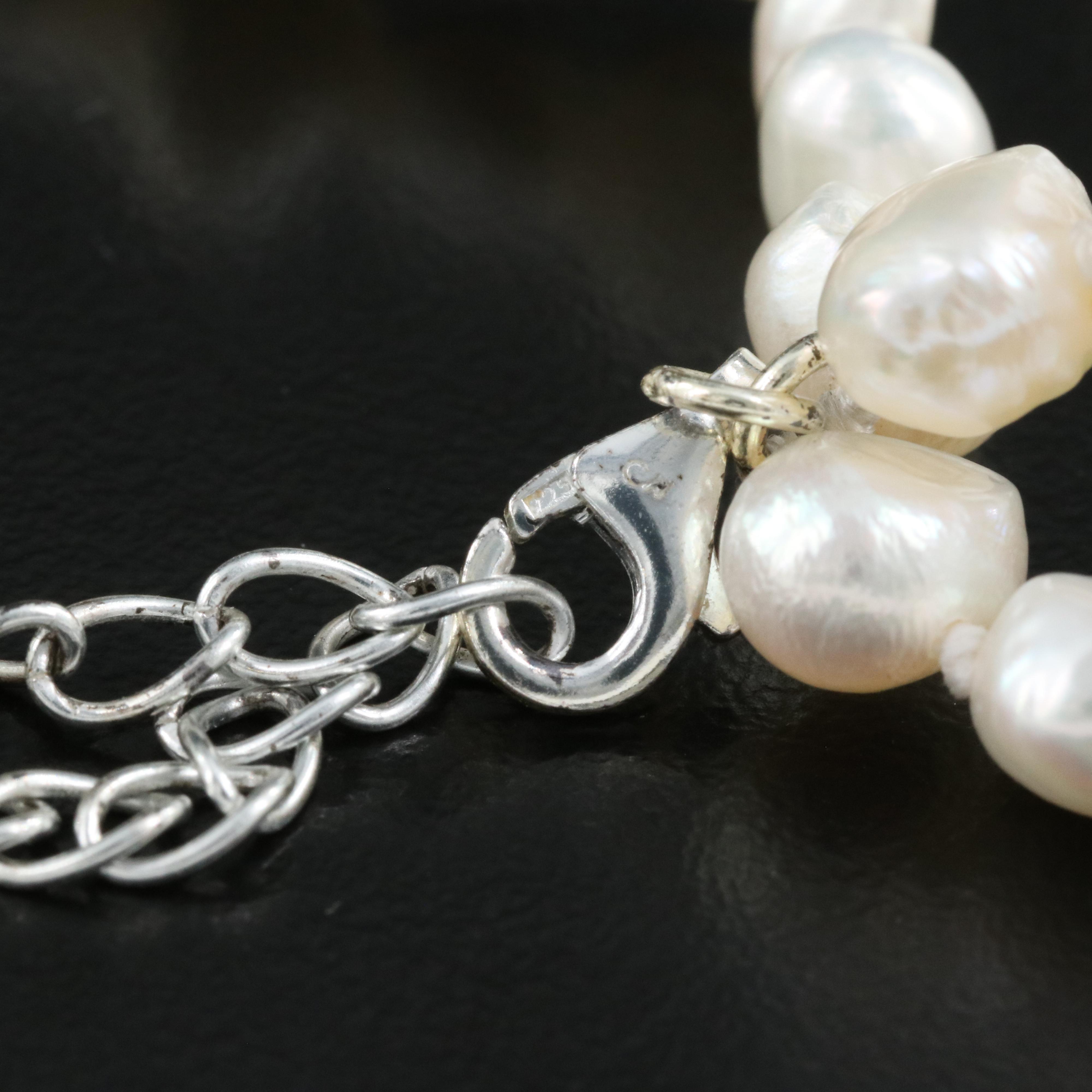 Pearl Necklace with Sterling Clasp