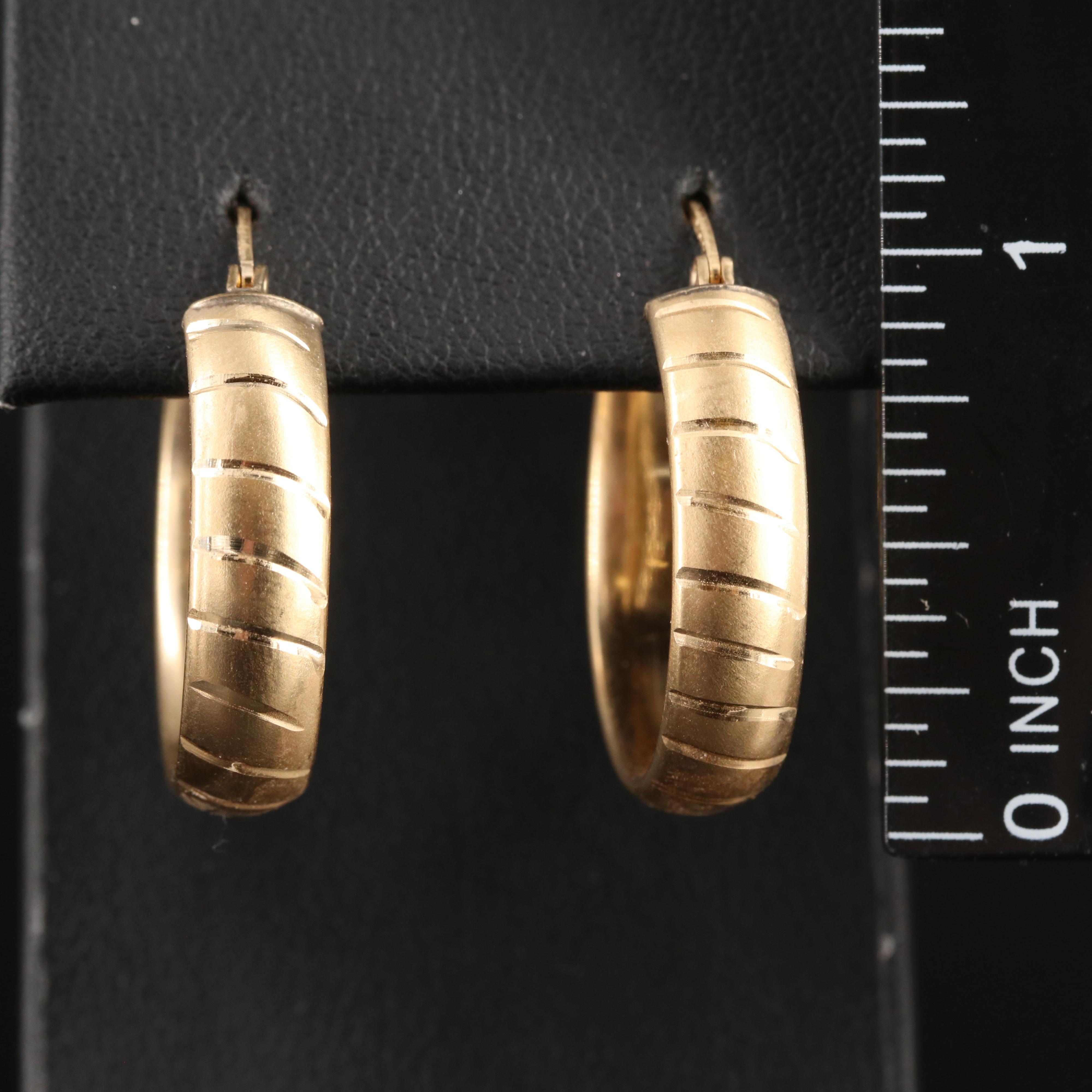 14K Striped Hoop Earrings