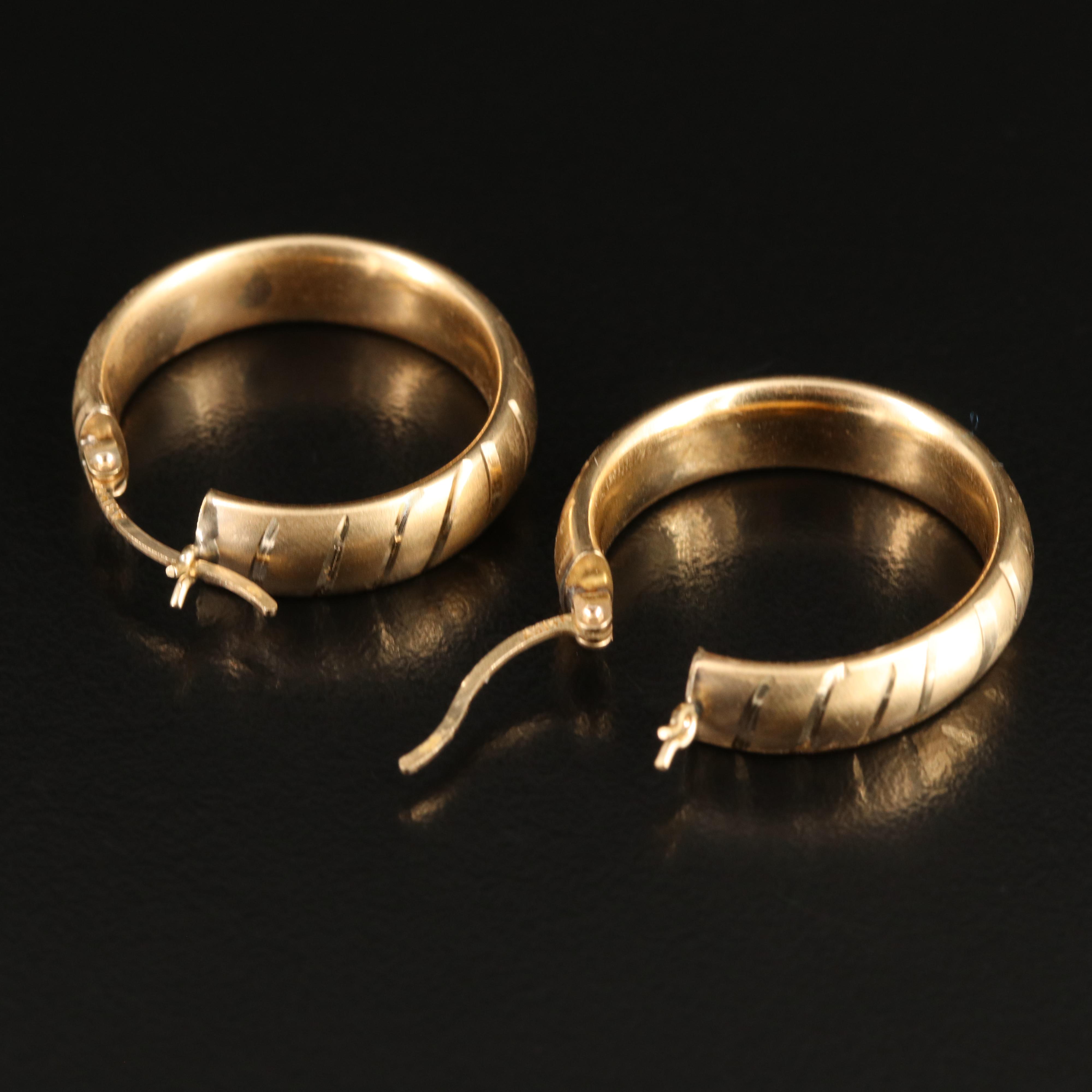 14K Striped Hoop Earrings