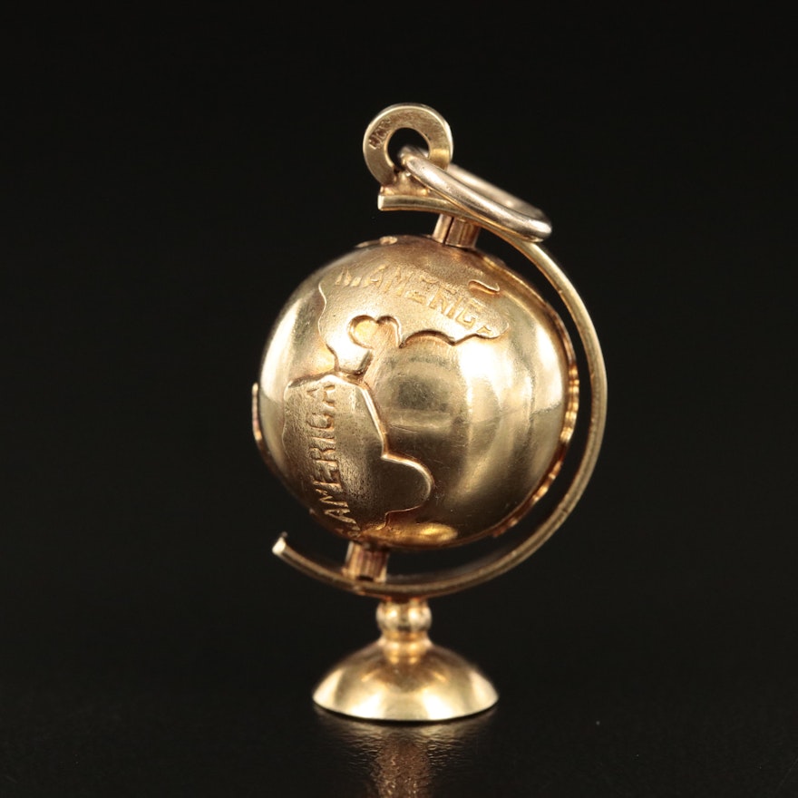 Vintage 14K Articulated Globe Pendant