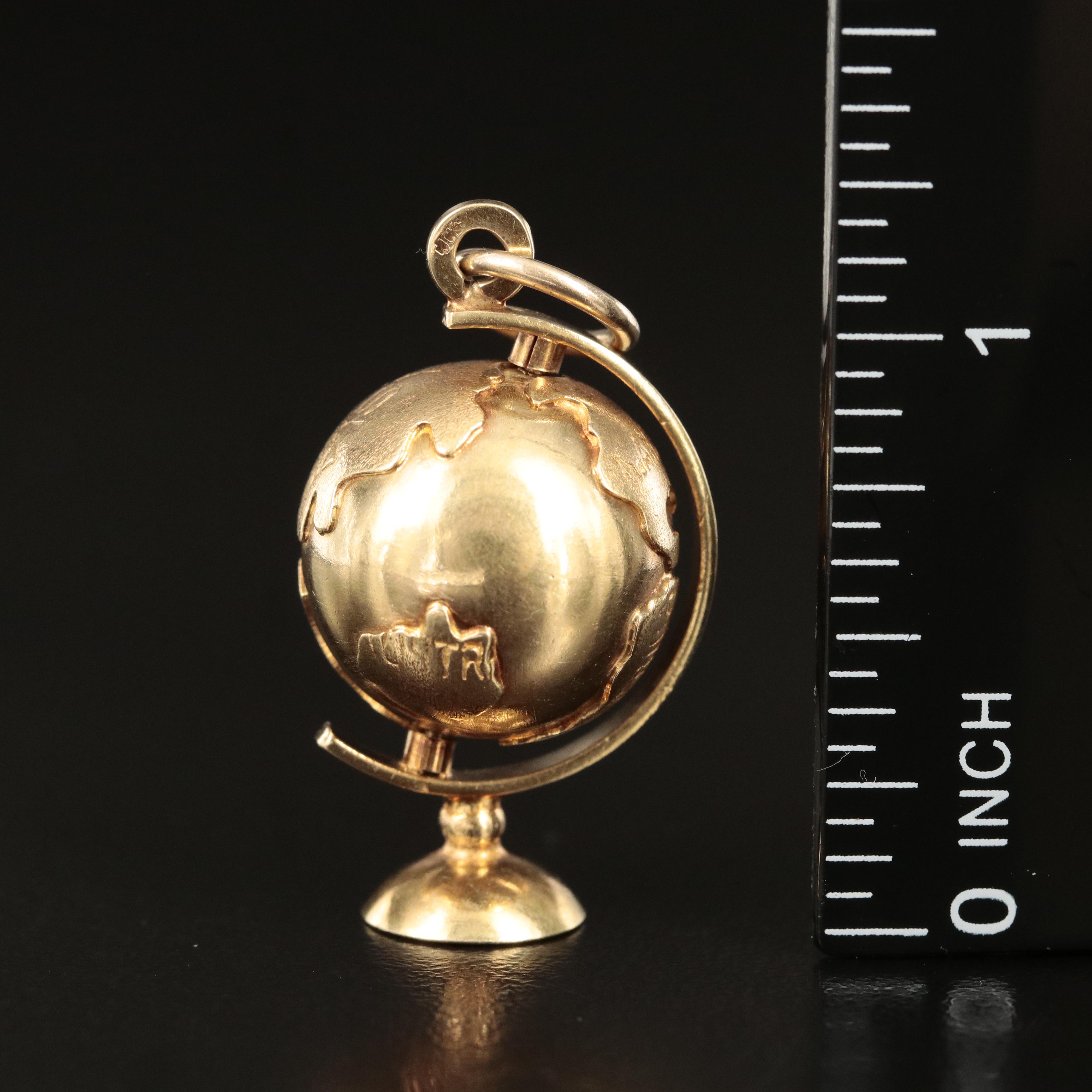 Vintage 14K Articulated Globe Pendant