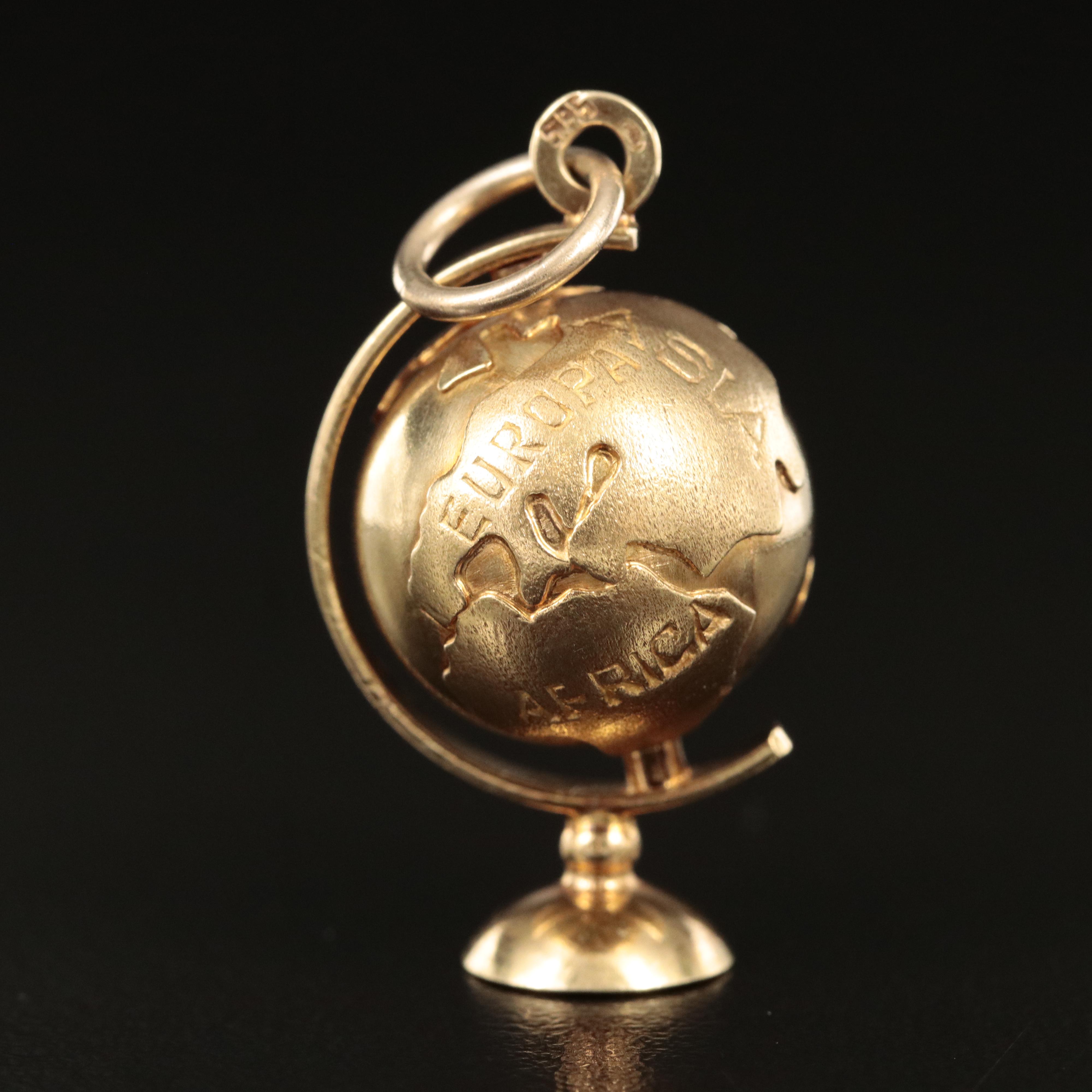 Vintage 14K Articulated Globe Pendant