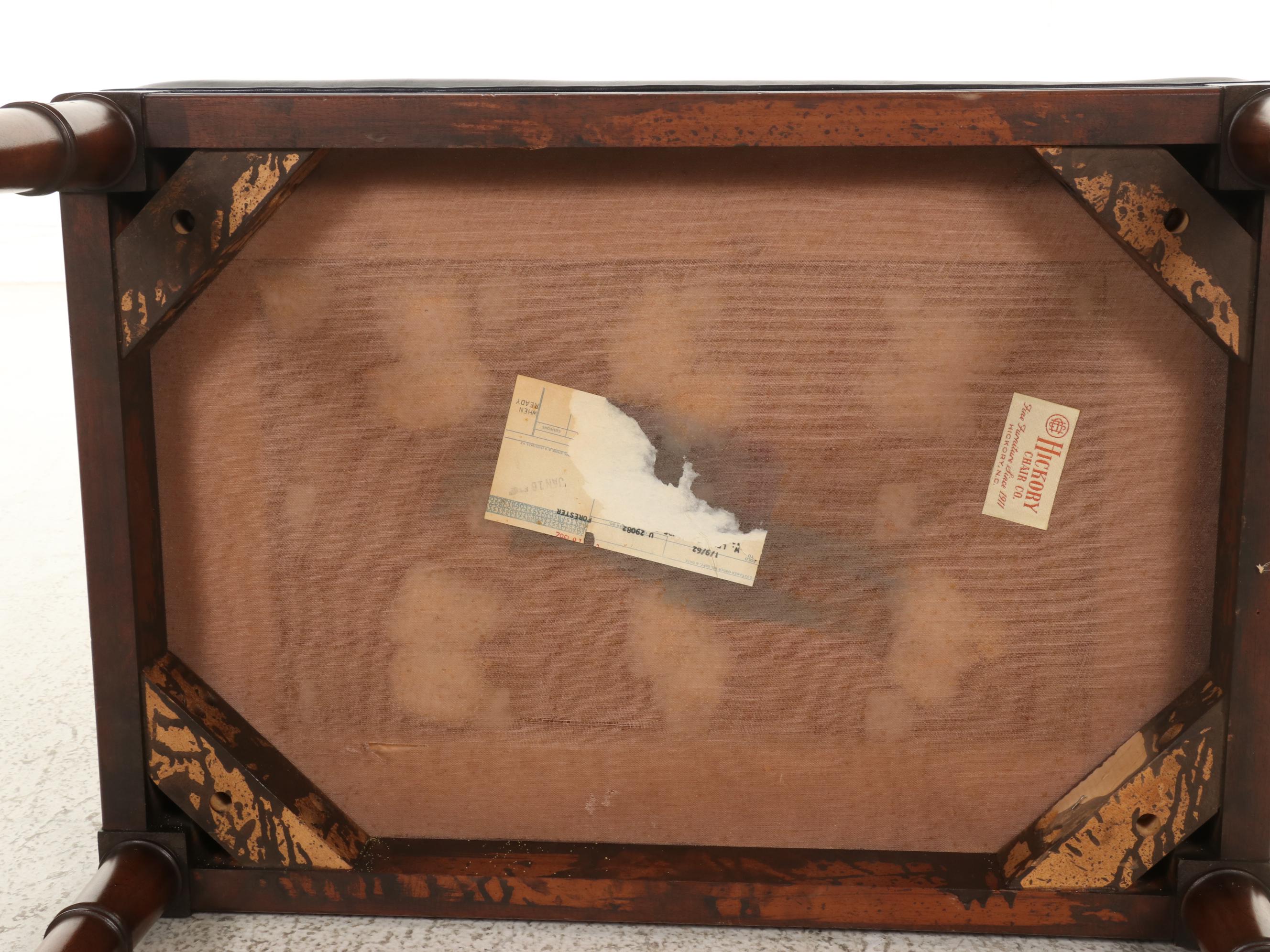 Hickory Chair Regency Style Faux Bamboo and Faux Leather Armchair and Ottoman