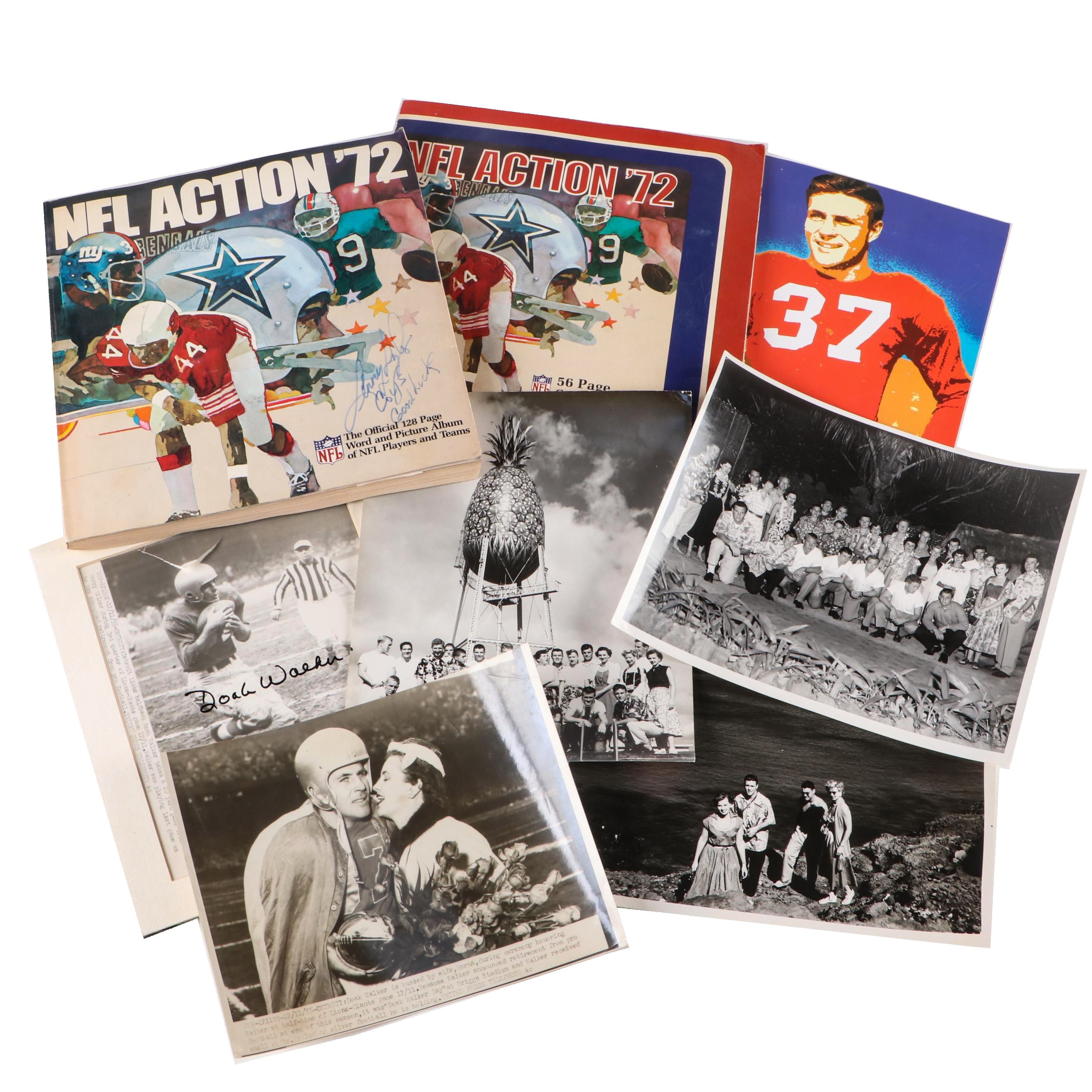 Doak Walker Signed Giclée with Lenny Lyles Signed "NFL Action" Book and More