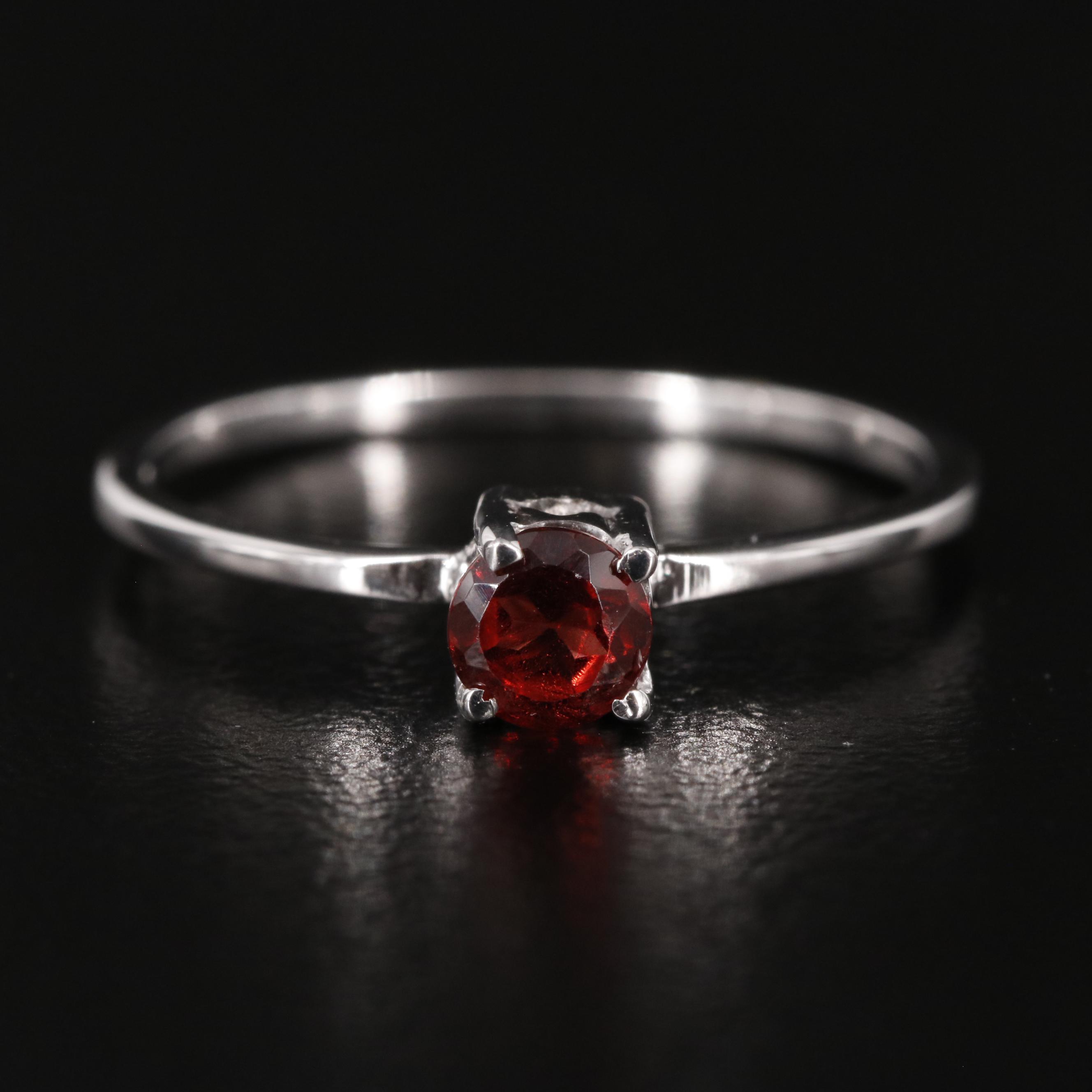 Sterling Garnet Solitaire Ring