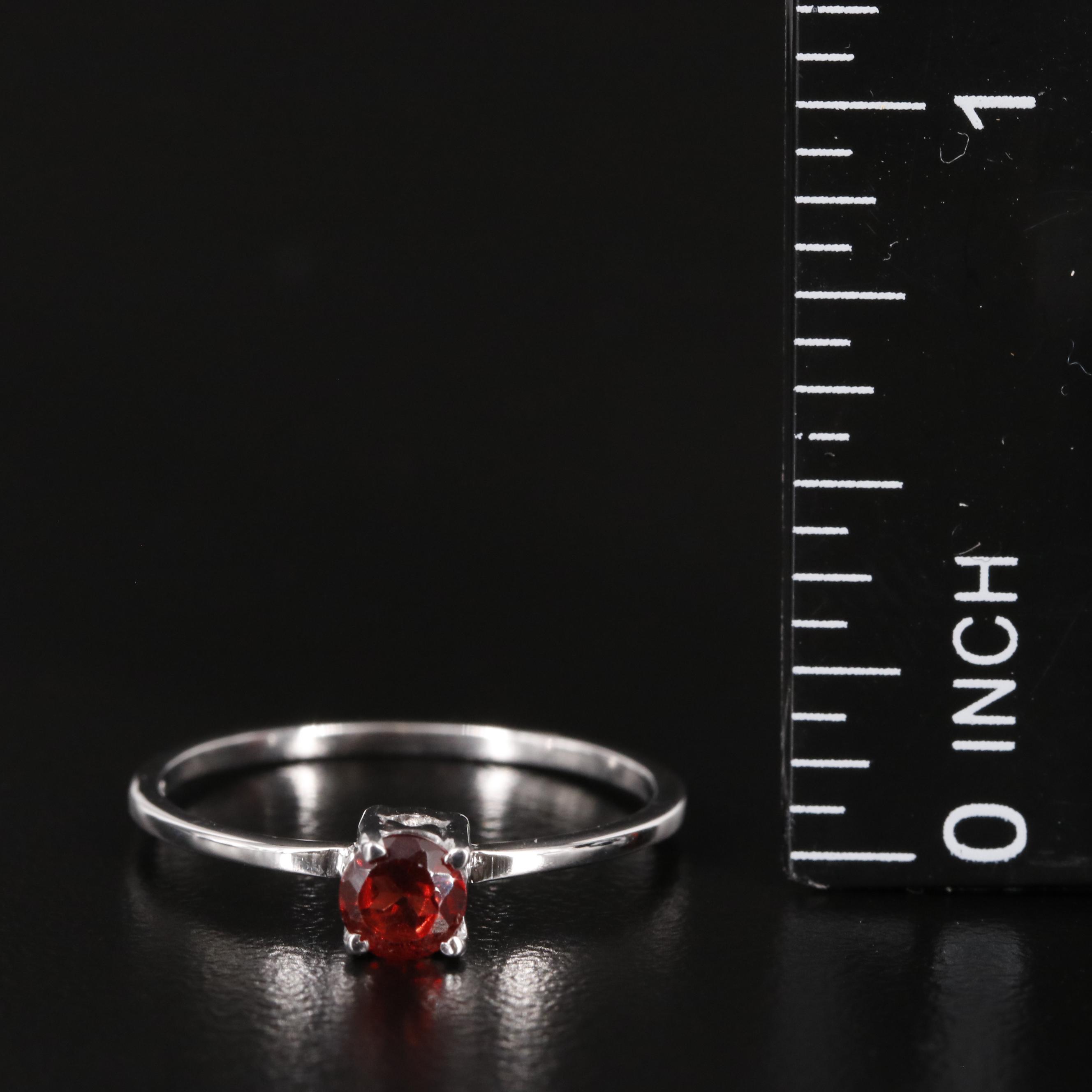 Sterling Garnet Solitaire Ring