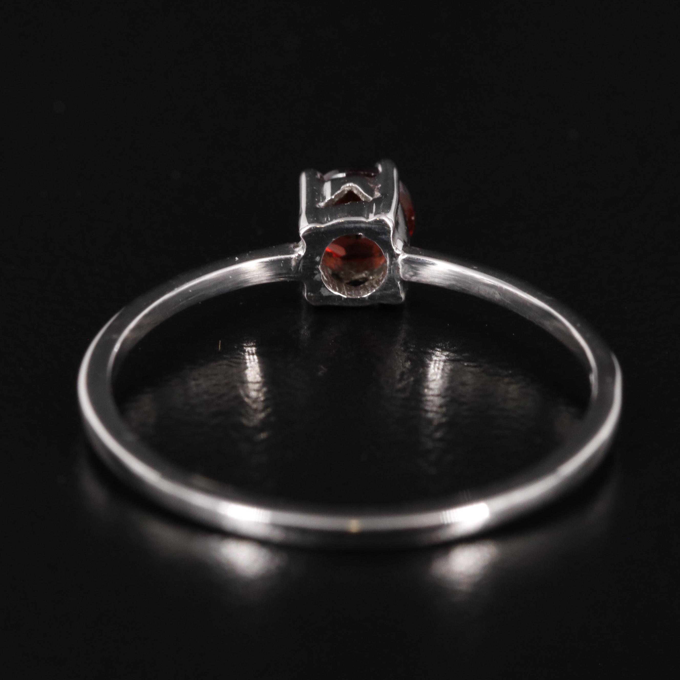 Sterling Garnet Solitaire Ring