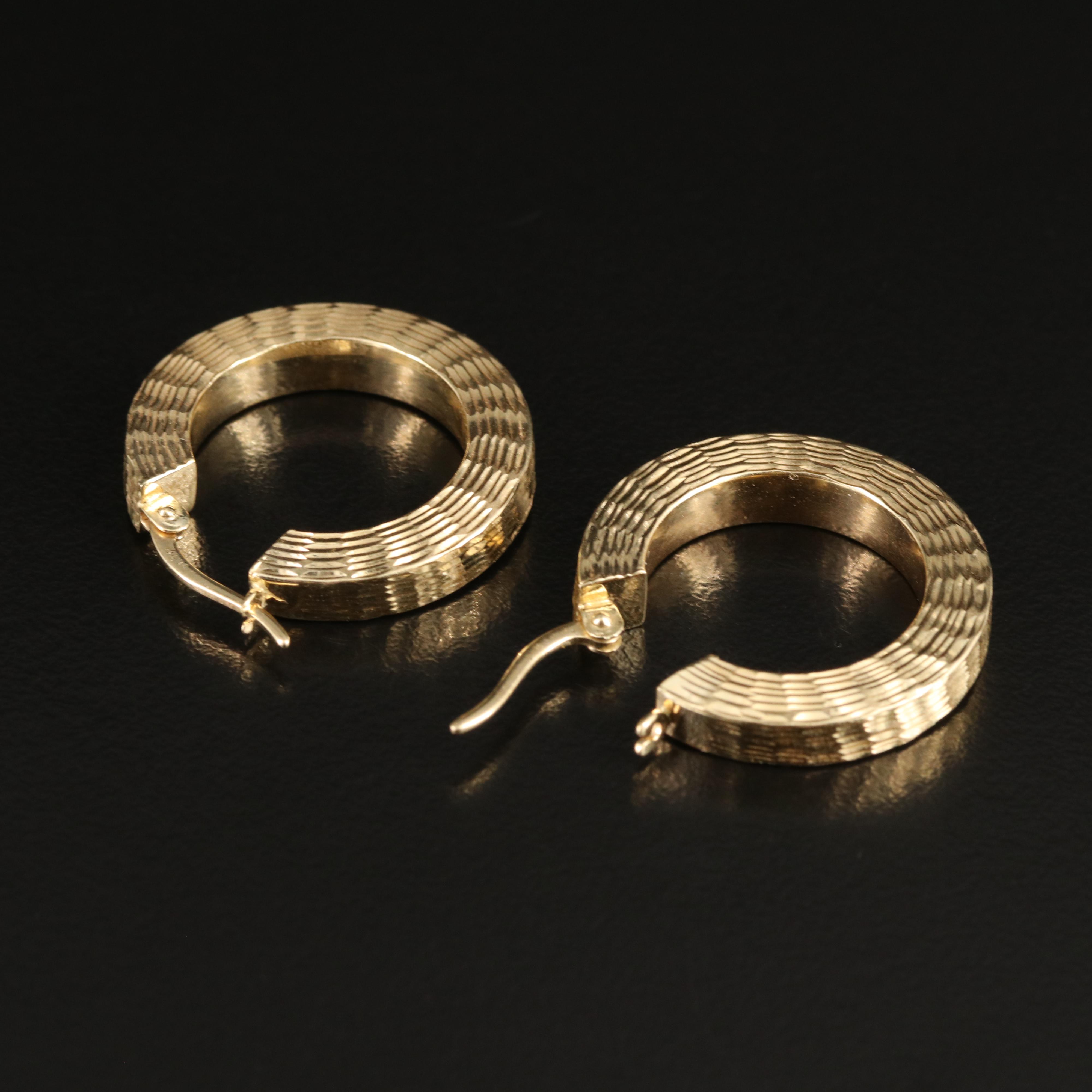 14K Hoop Earrings with Diamond Cut Finish