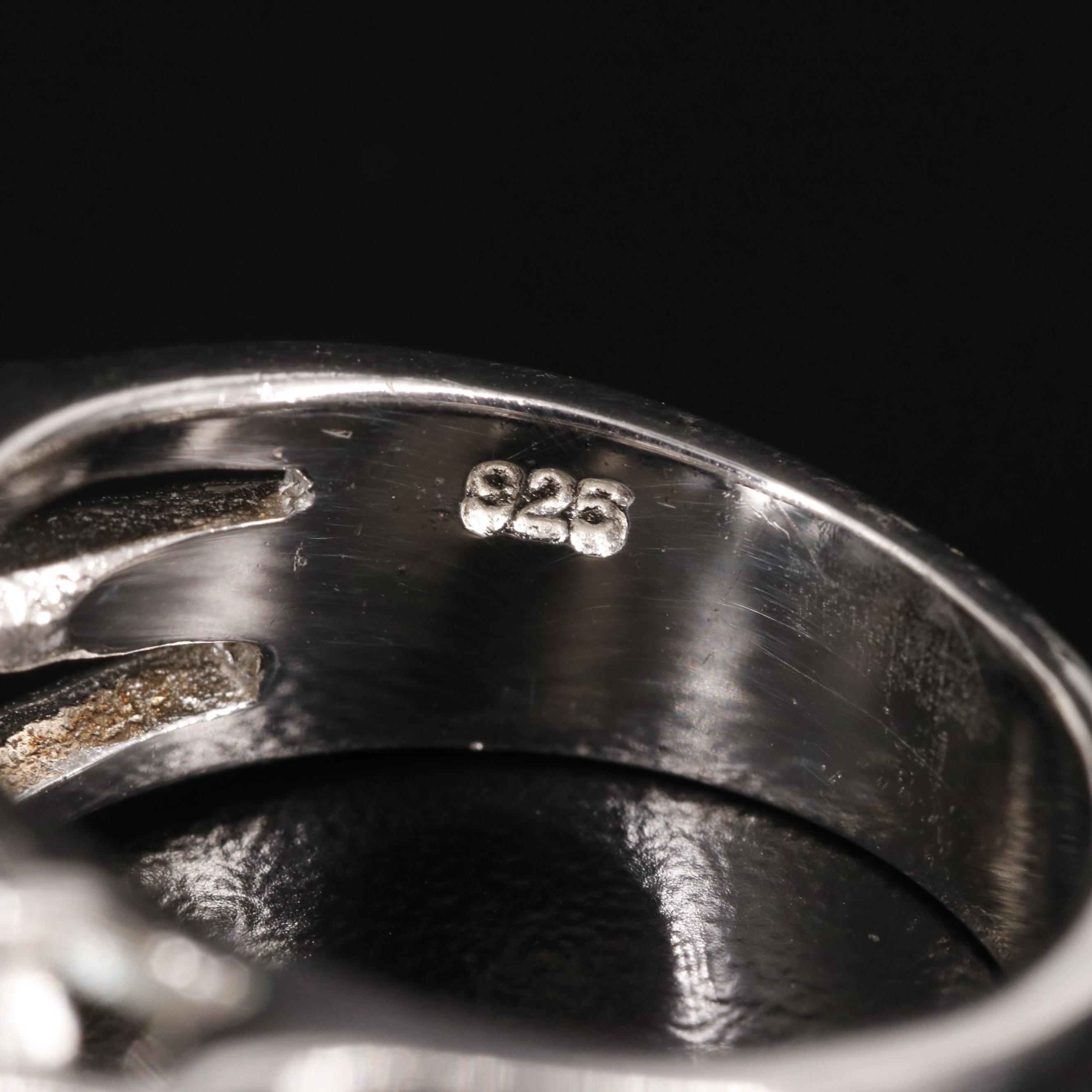 Sterling Blue Topaz Floral Cluster Ring