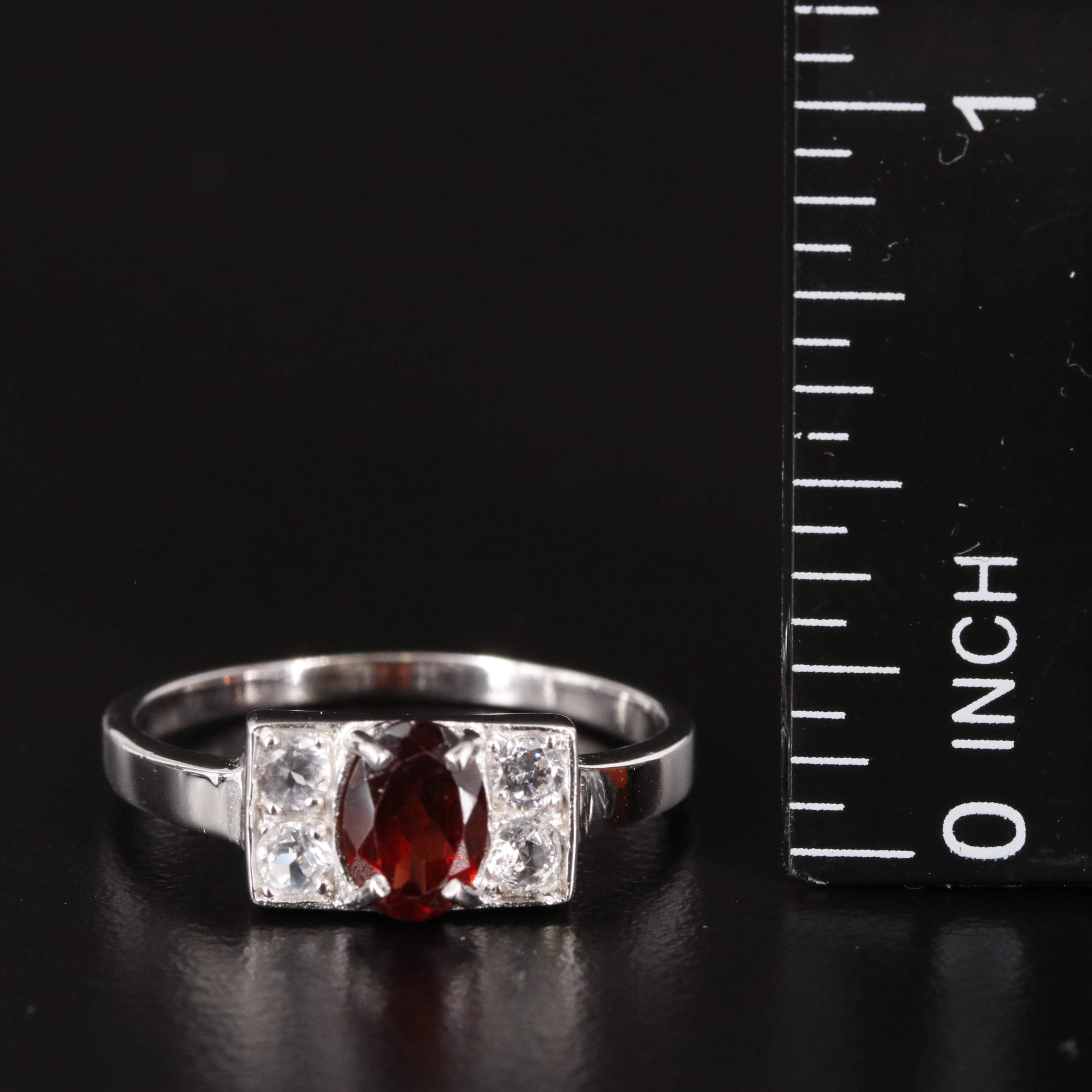 Sterling Garnet and White Topaz Ring