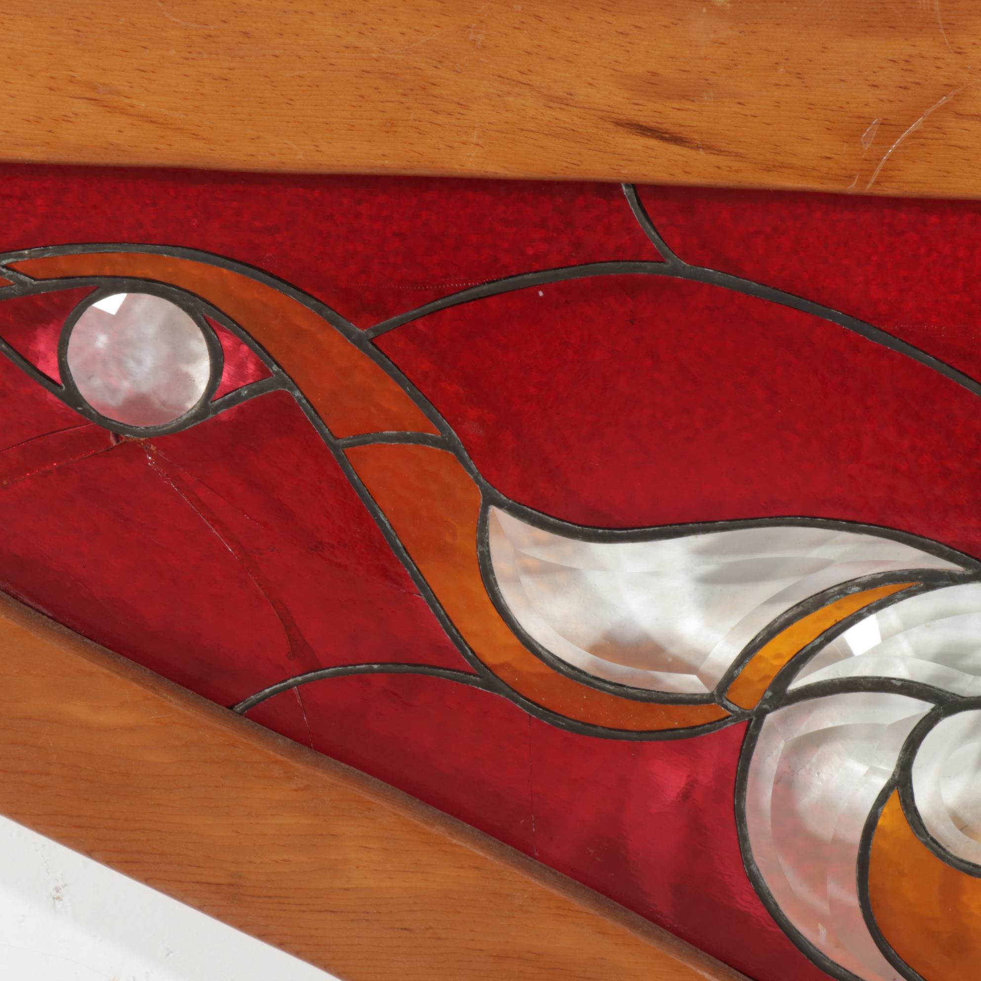 Stained Glass Fleur-de-Lys Window Segment Wall Décor