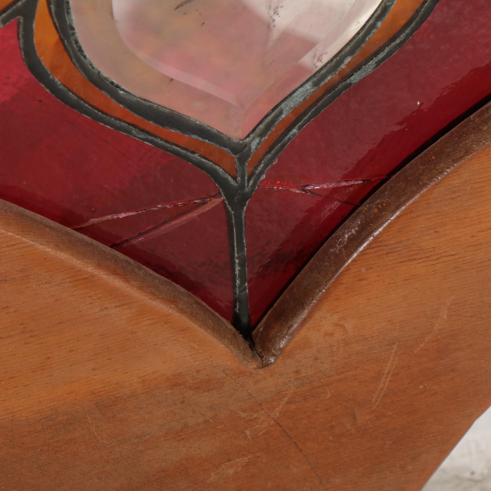 Stained Glass Fleur-de-Lys Window Segment Wall Décor