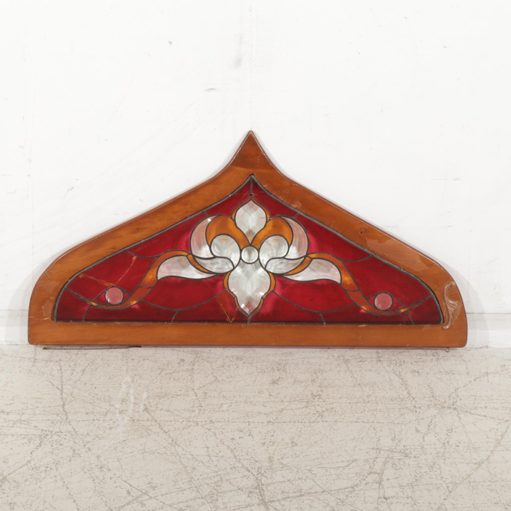 Stained Glass Fleur-de-Lys Window Segment Wall Décor