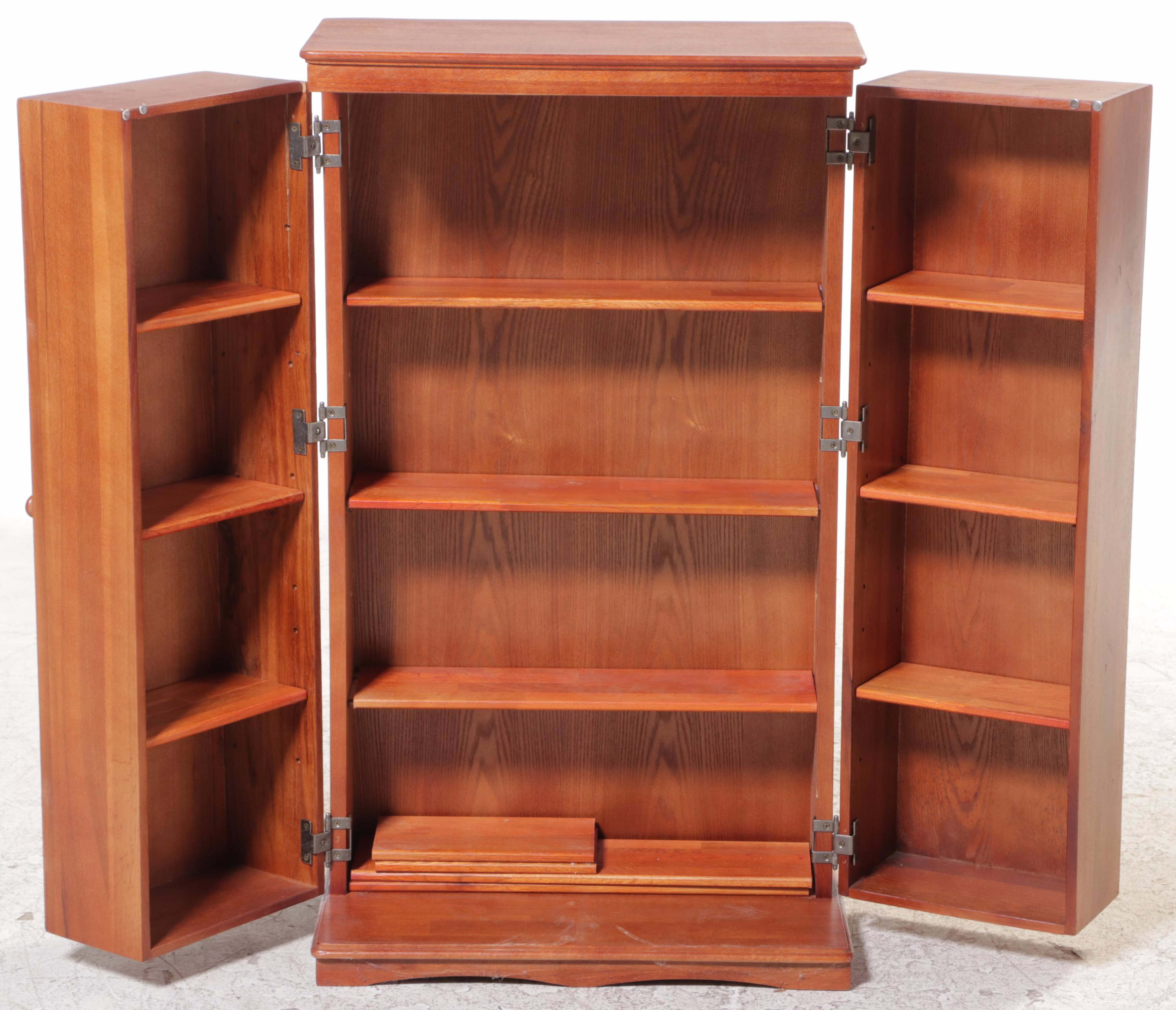 Pair of Arts and Crafts Style Oak-Veneered Media Storage Cabinets