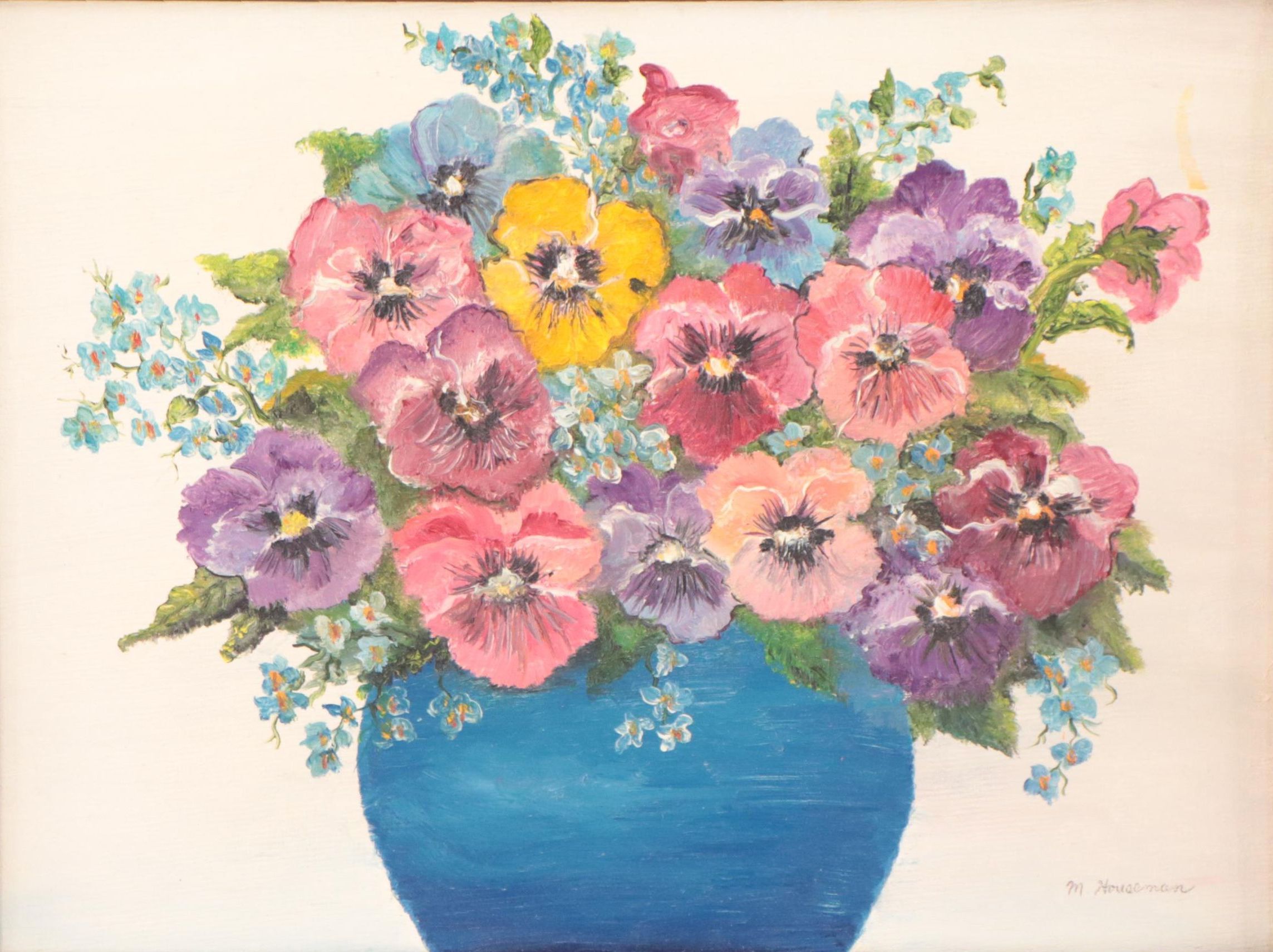 Maxine Houseman Oil Painting "Pansies In Bloom"