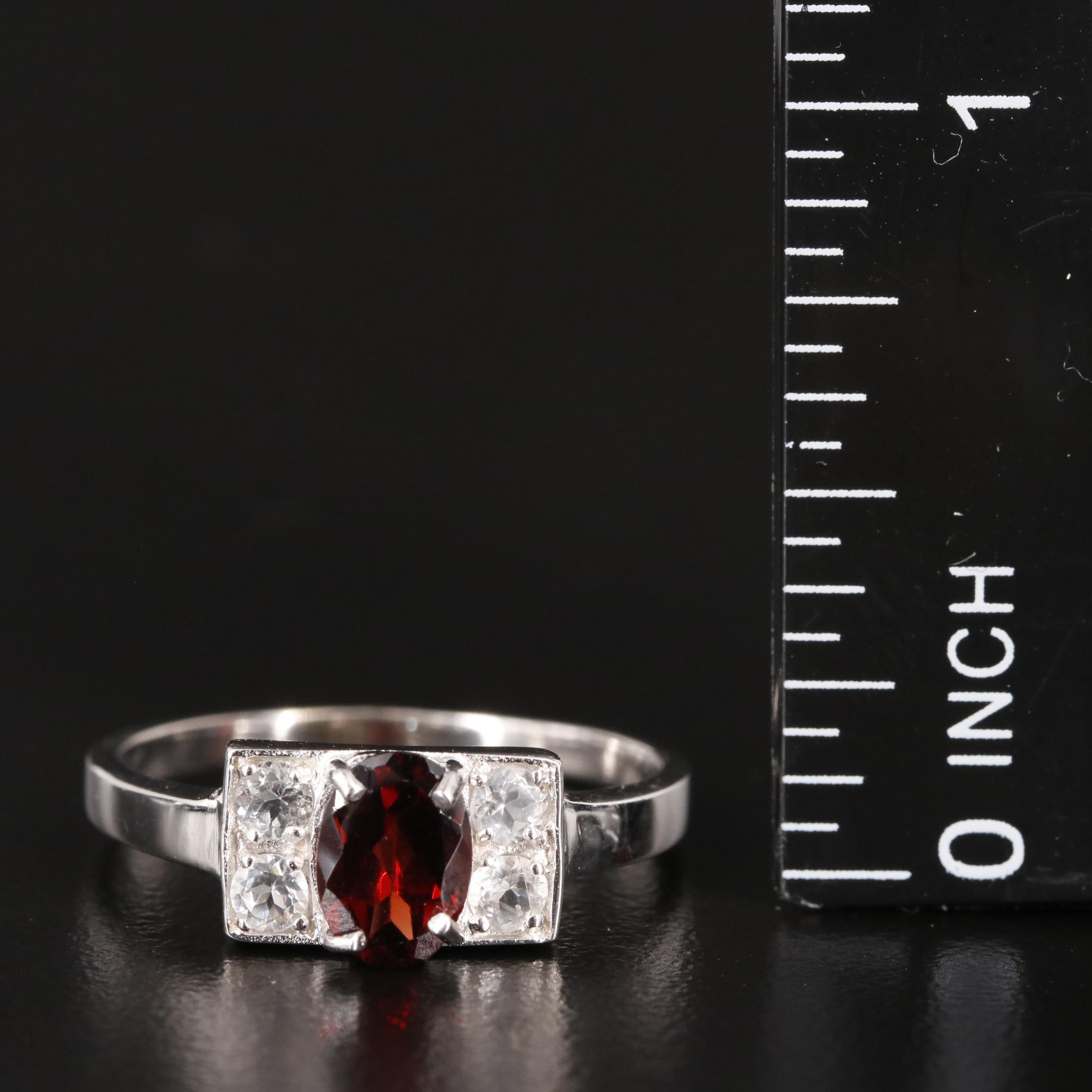 Sterling Garnet and White Topaz Ring
