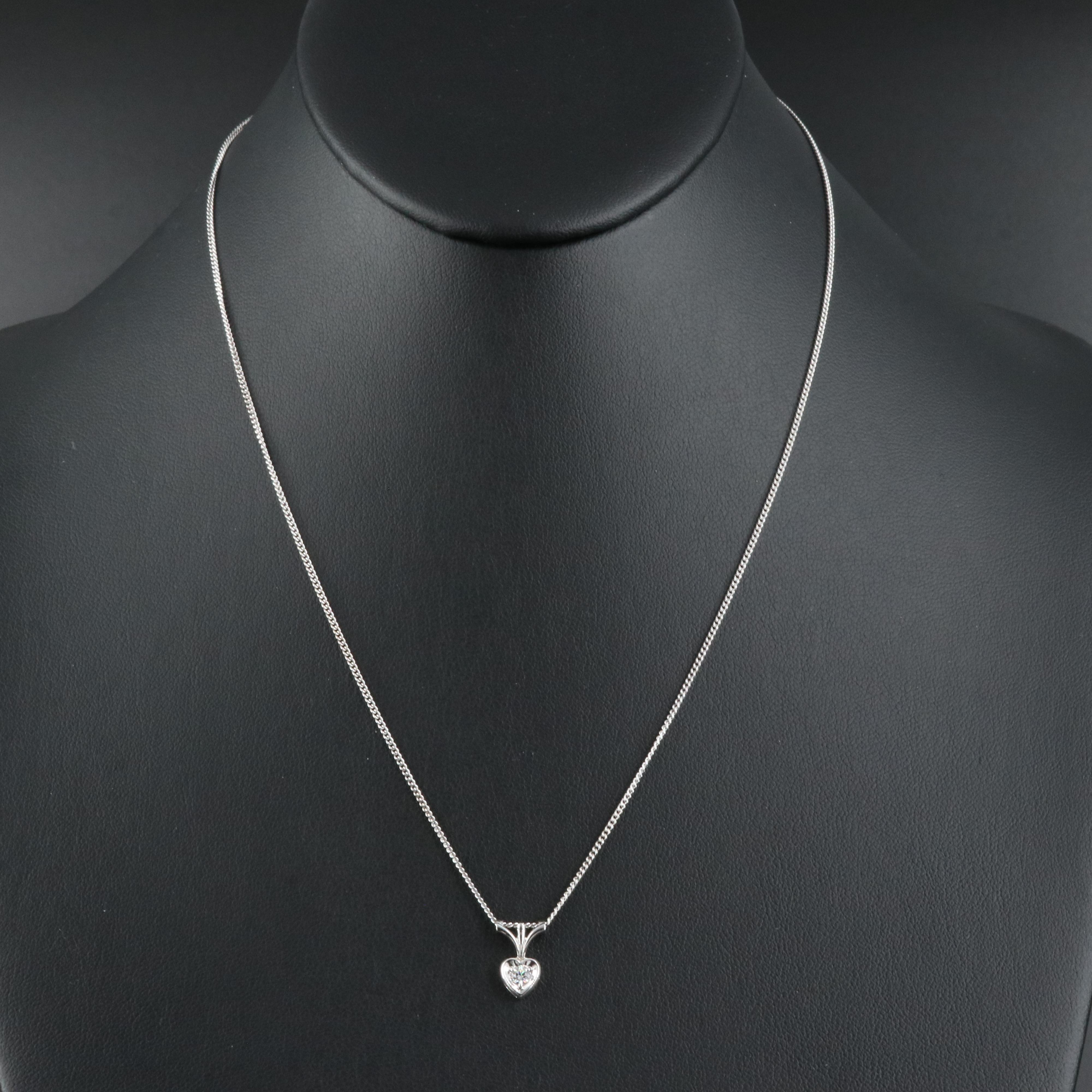 Jabel 18K 0.10 CT Diamond Heart Pendant on Jabel 14K Chain