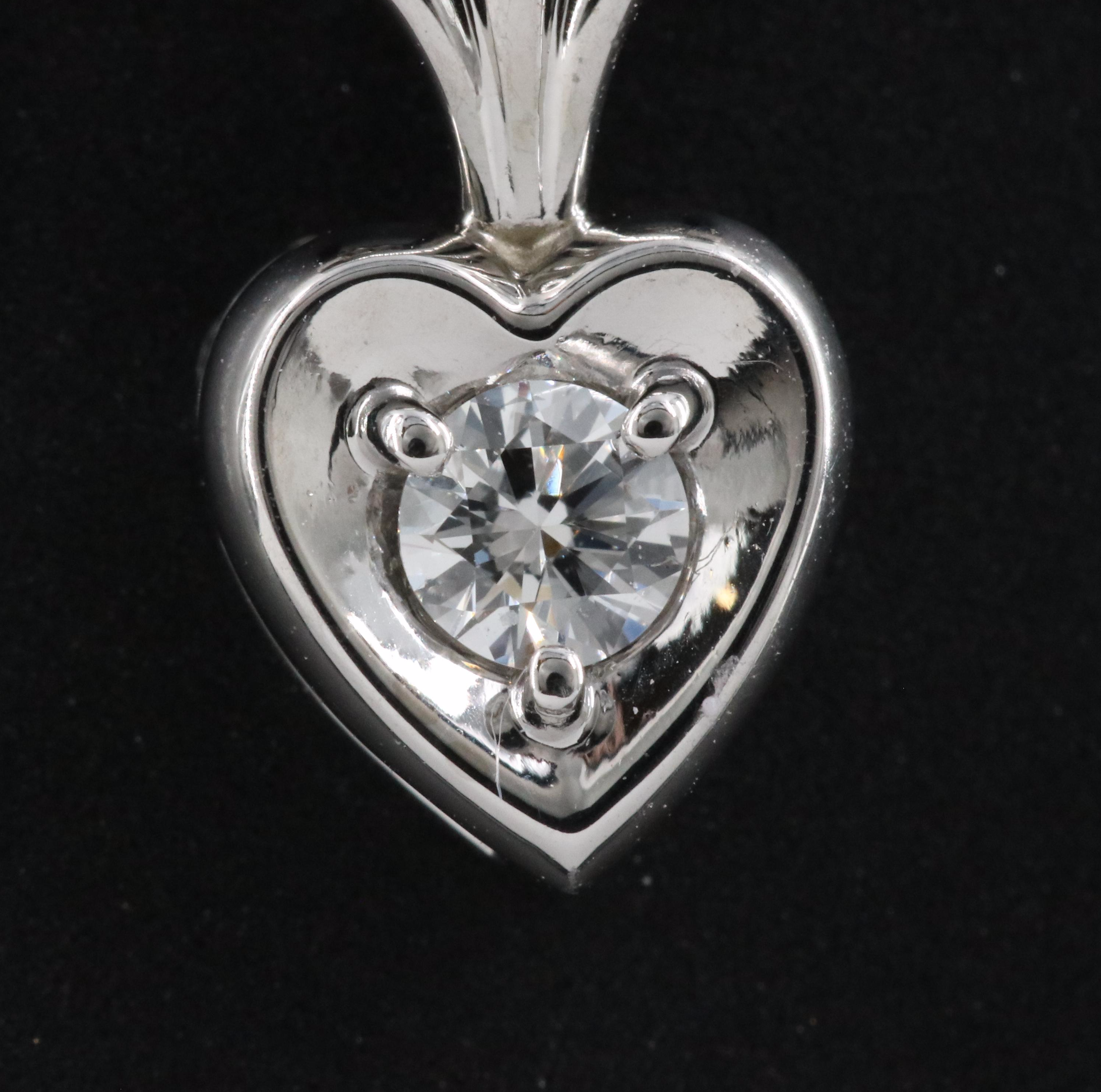 Jabel 18K 0.10 CT Diamond Heart Pendant on Jabel 14K Chain