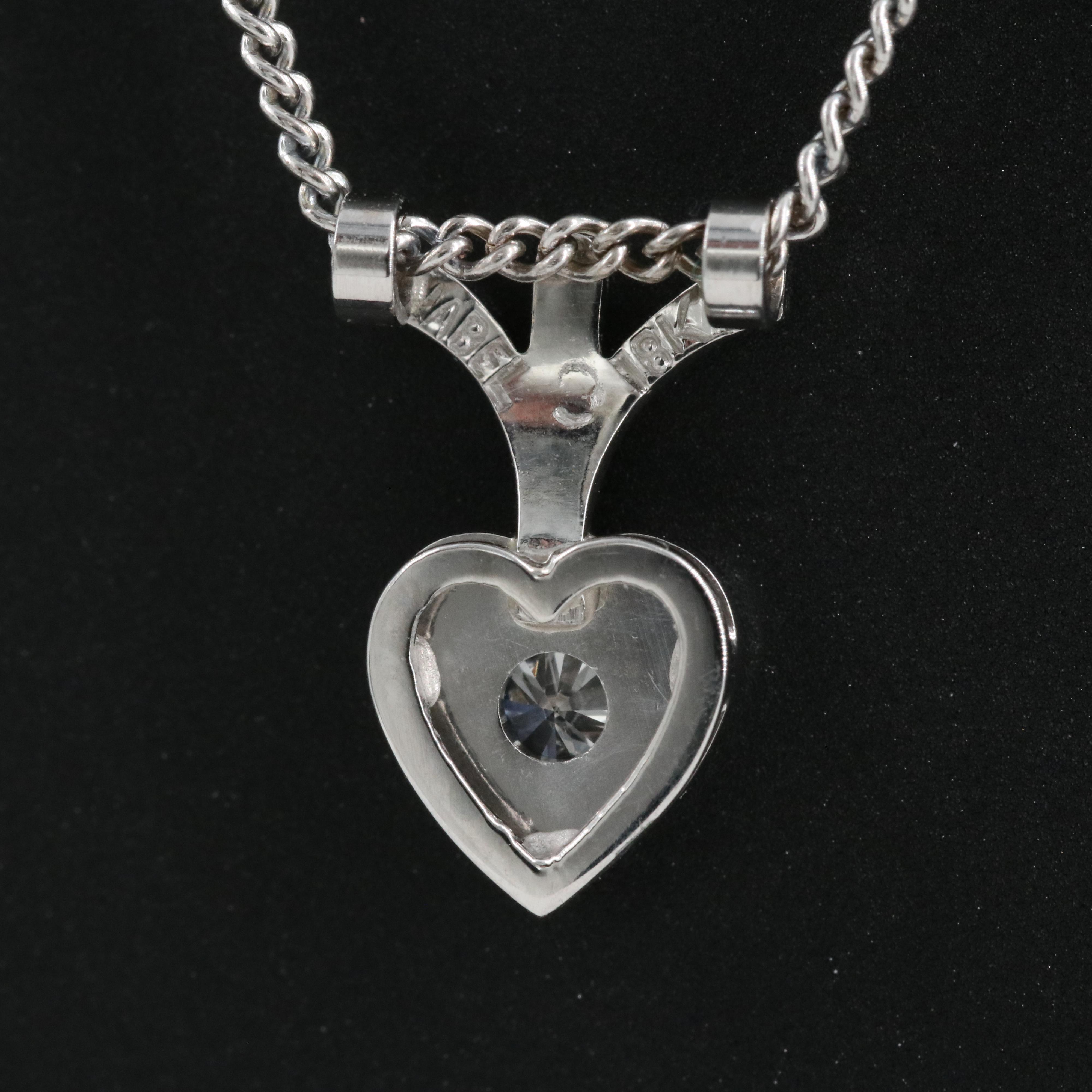 Jabel 18K 0.10 CT Diamond Heart Pendant on Jabel 14K Chain