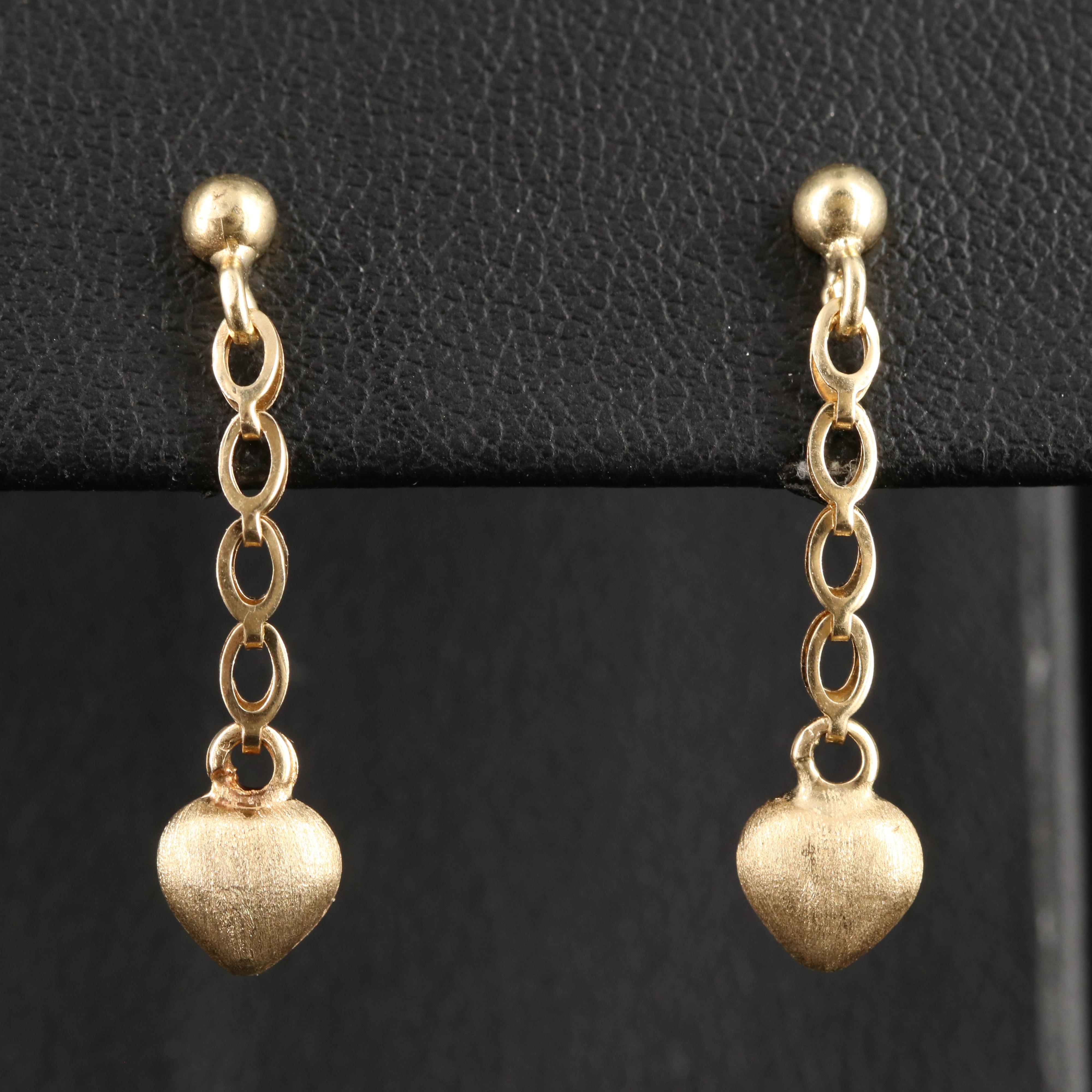 14K Puff Heart Earrings