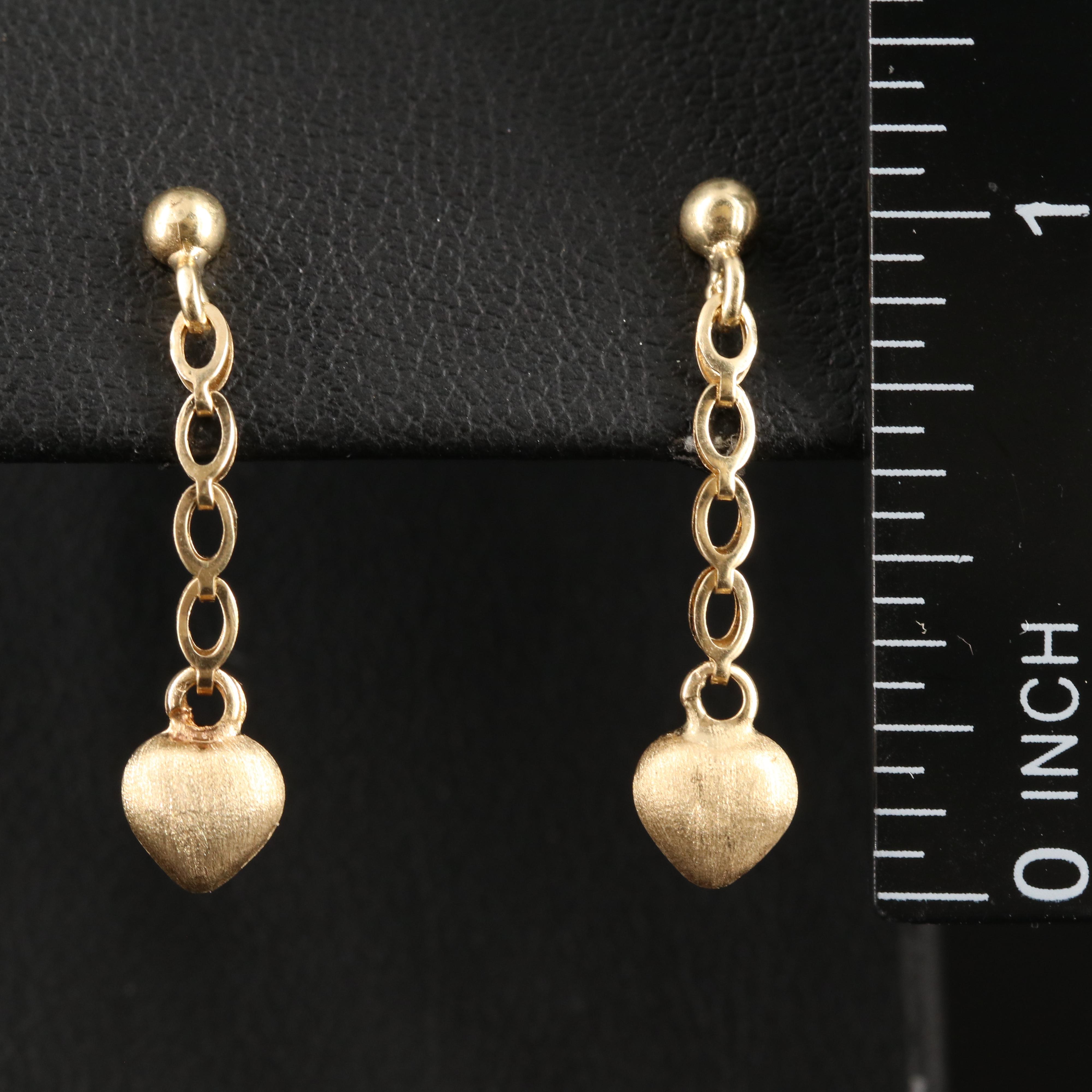 14K Puff Heart Earrings