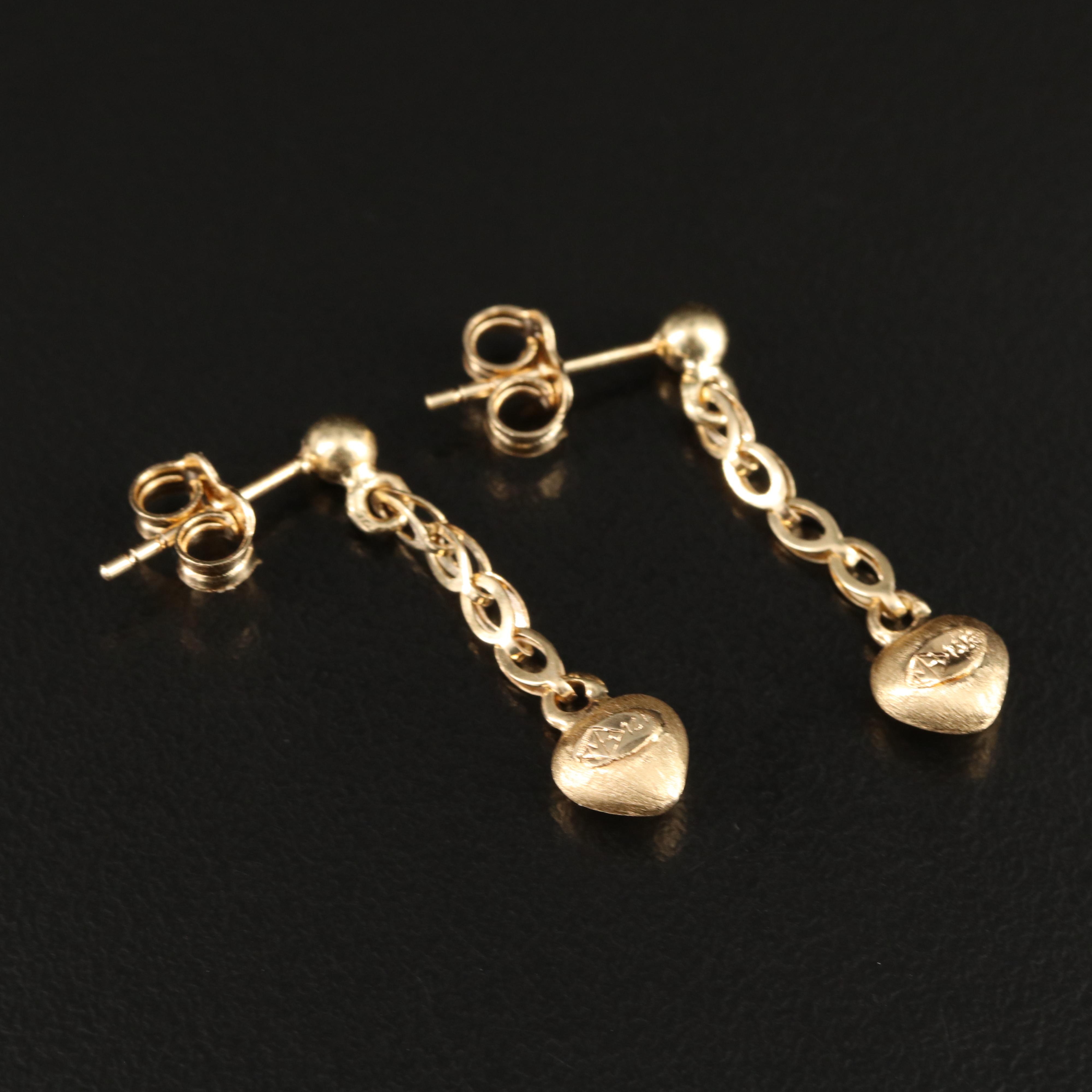 14K Puff Heart Earrings