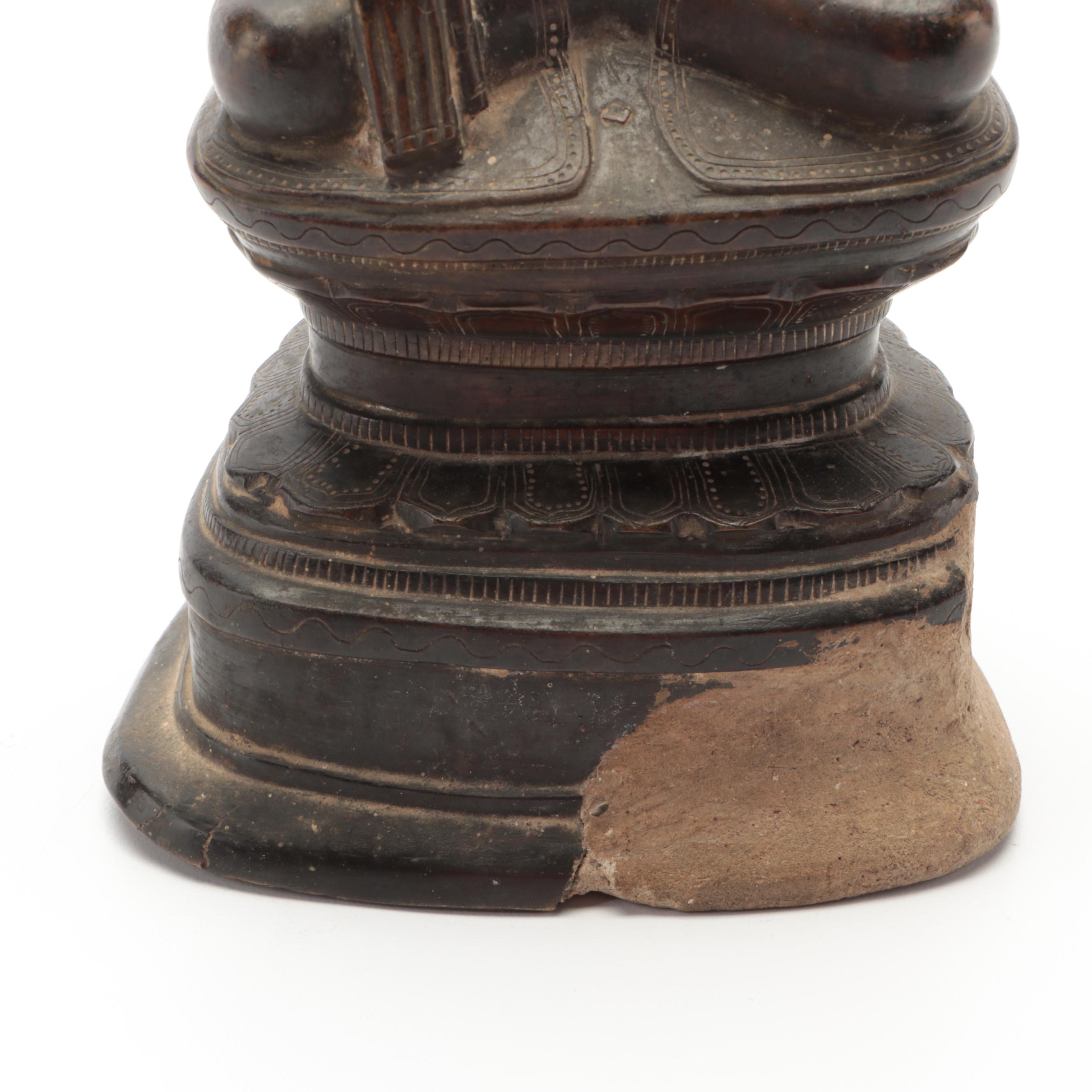 Shan Burmese Cast Bronze Seated Buddha in Bhumisparsha Mudra