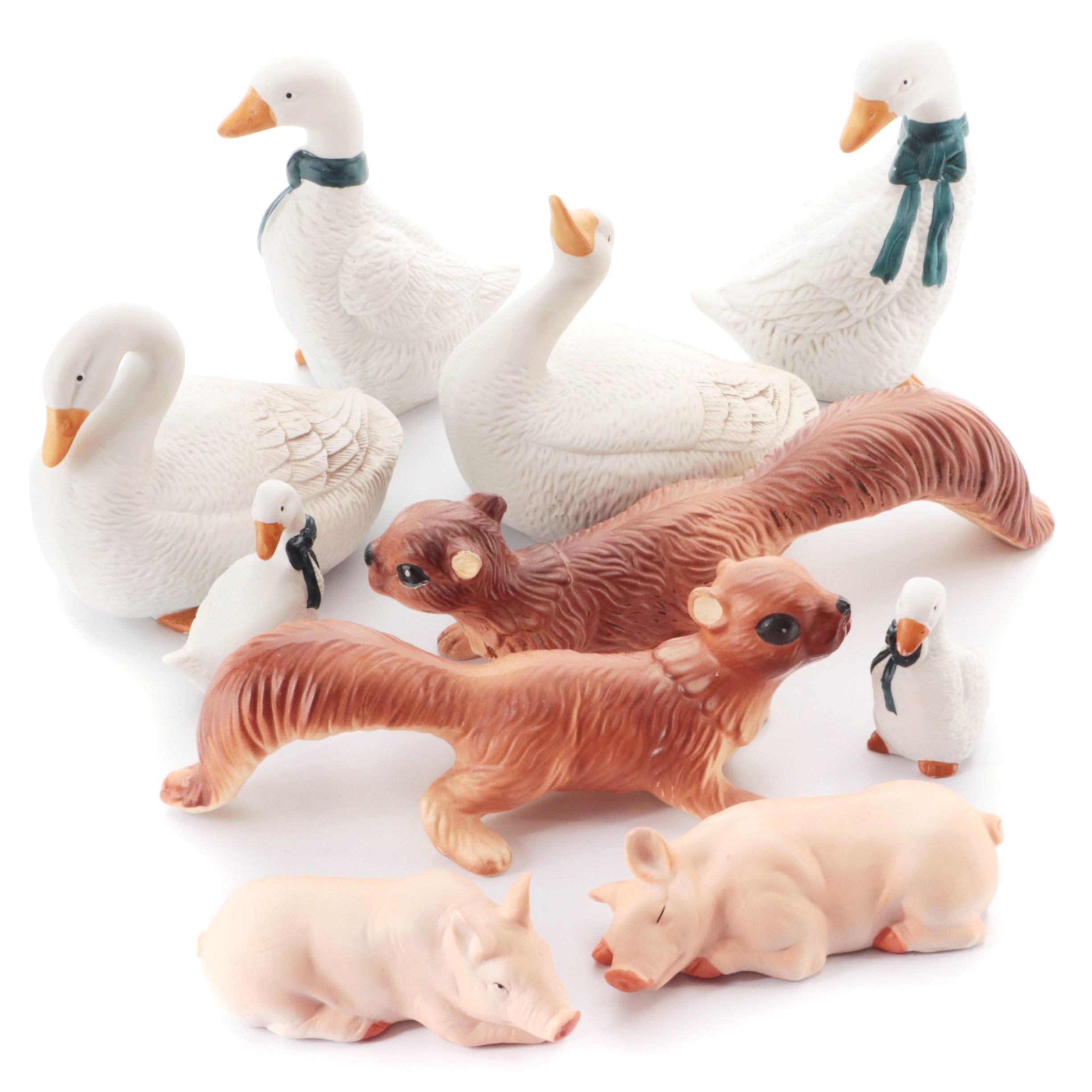 Matte Glaze Ceramic Farm and Wild Animal Figurines