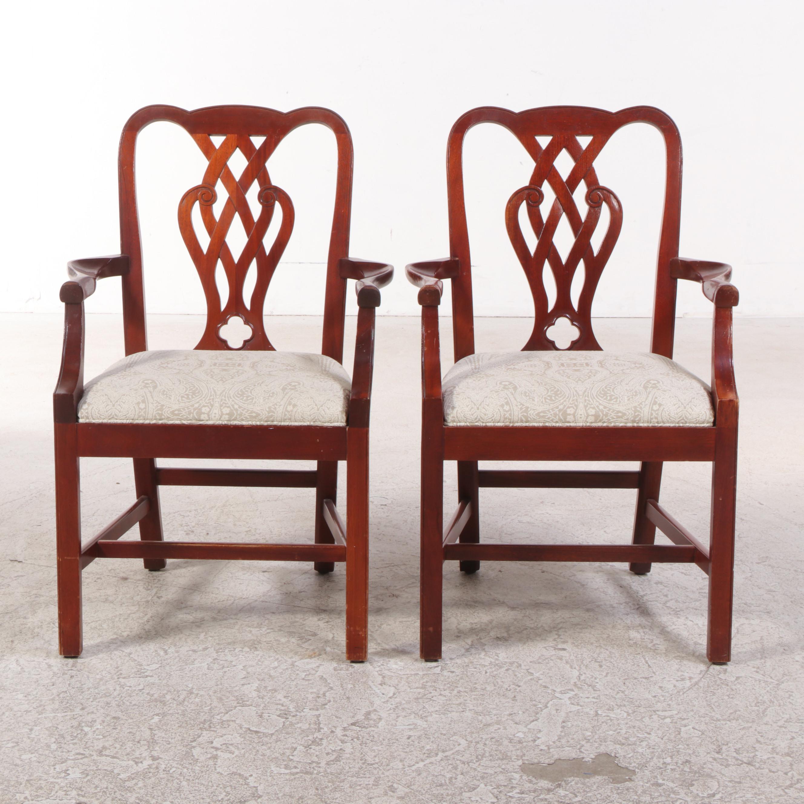 Four Baker Furniture Chippendale Style Mahogany Dining Armchairs