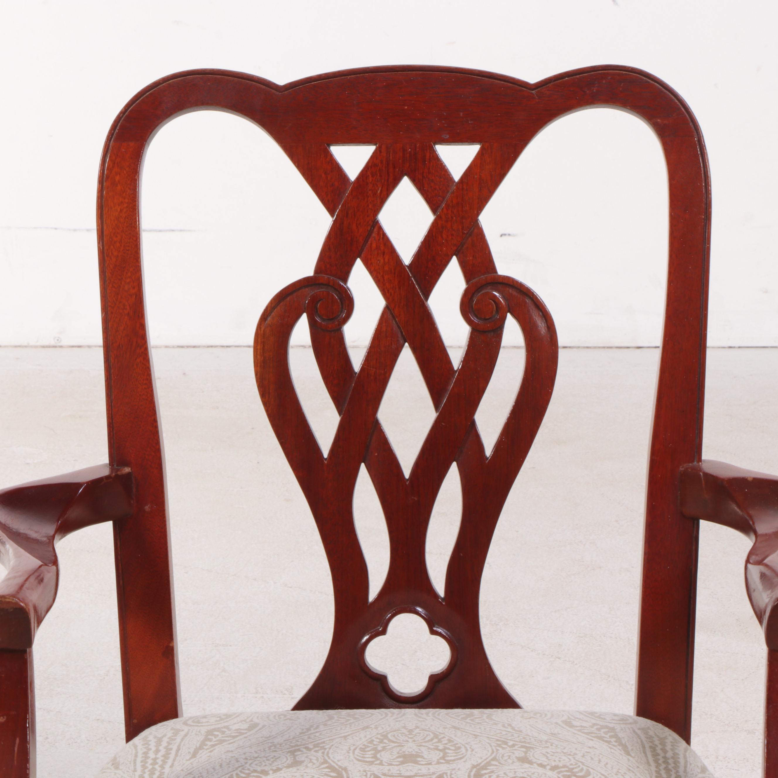 Four Baker Furniture Chippendale Style Mahogany Dining Armchairs