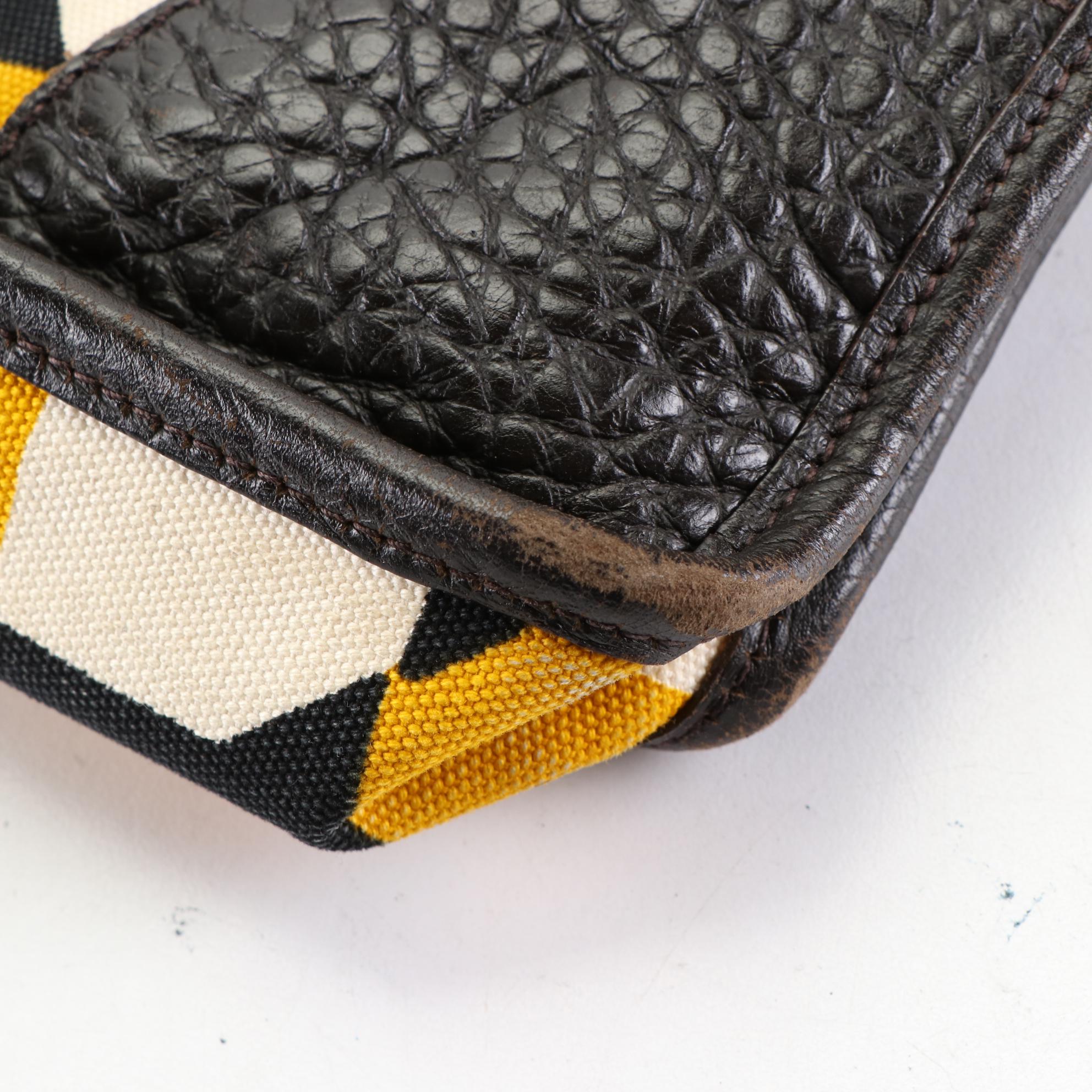 Prada Small Tote Bag in Graphic Print Canaba Ebano and Grain Leather