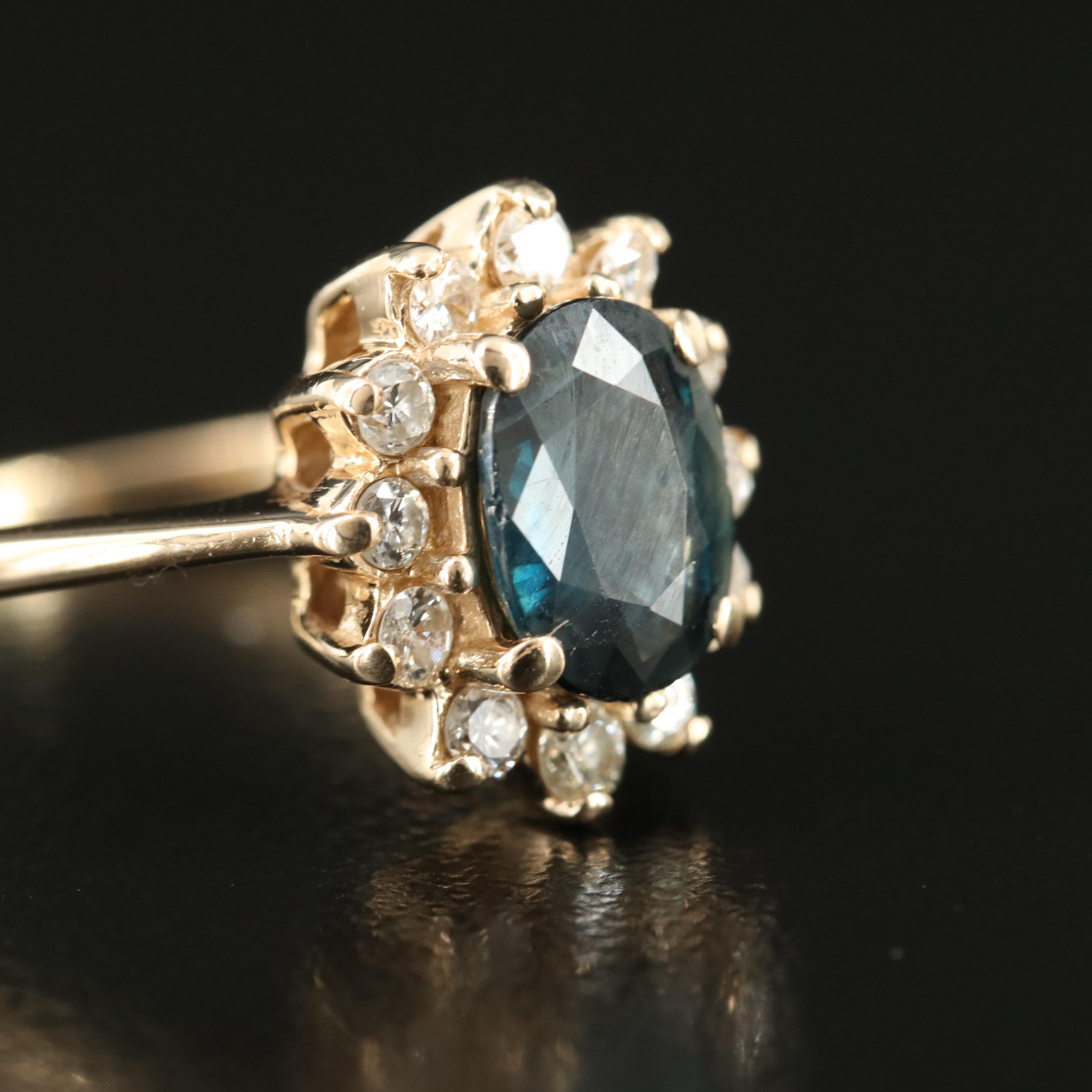 14K 1.17 CT Sapphire and Diamond Ring