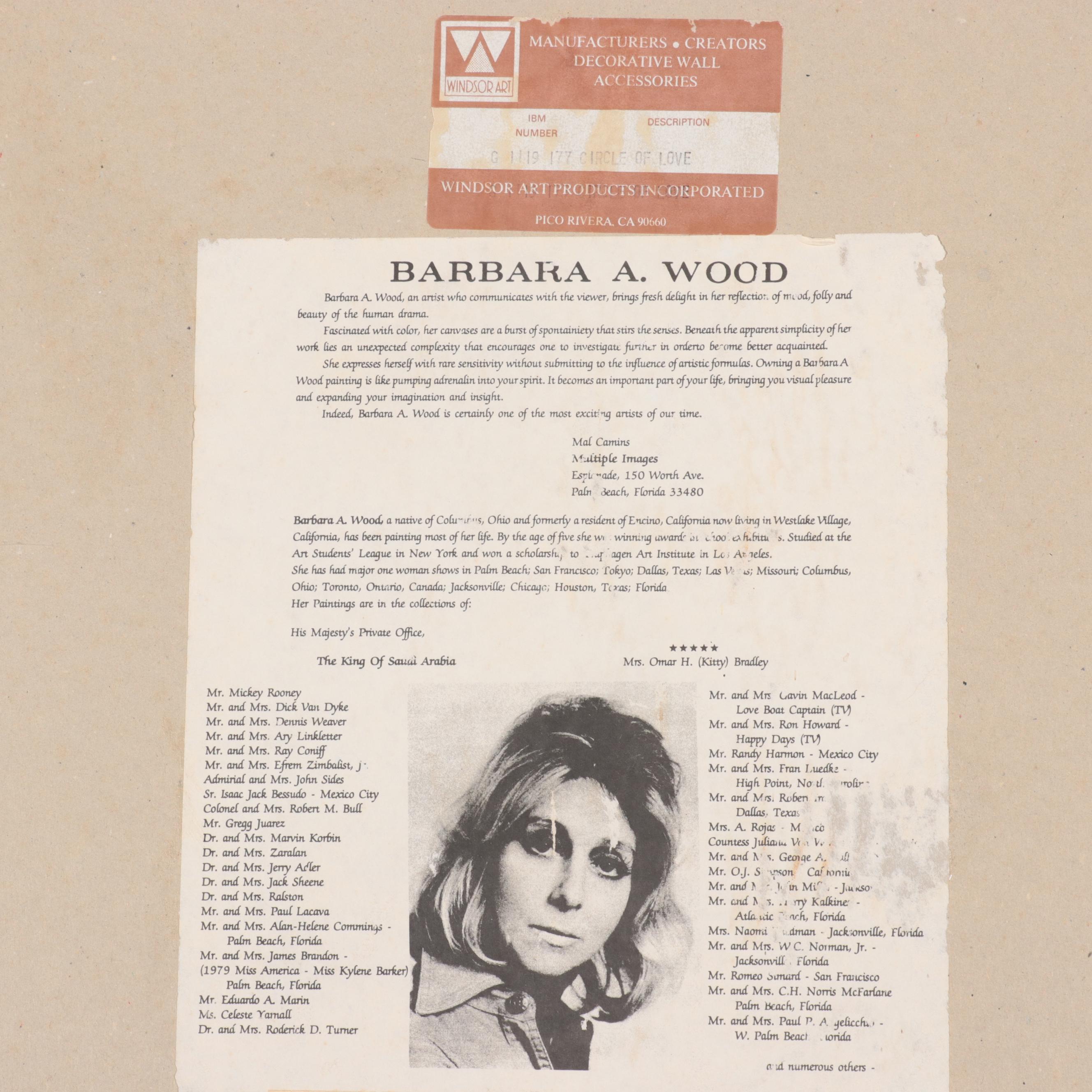 Barbara A. Wood Offset Lithograph "Circle of Love," Late 20th Century