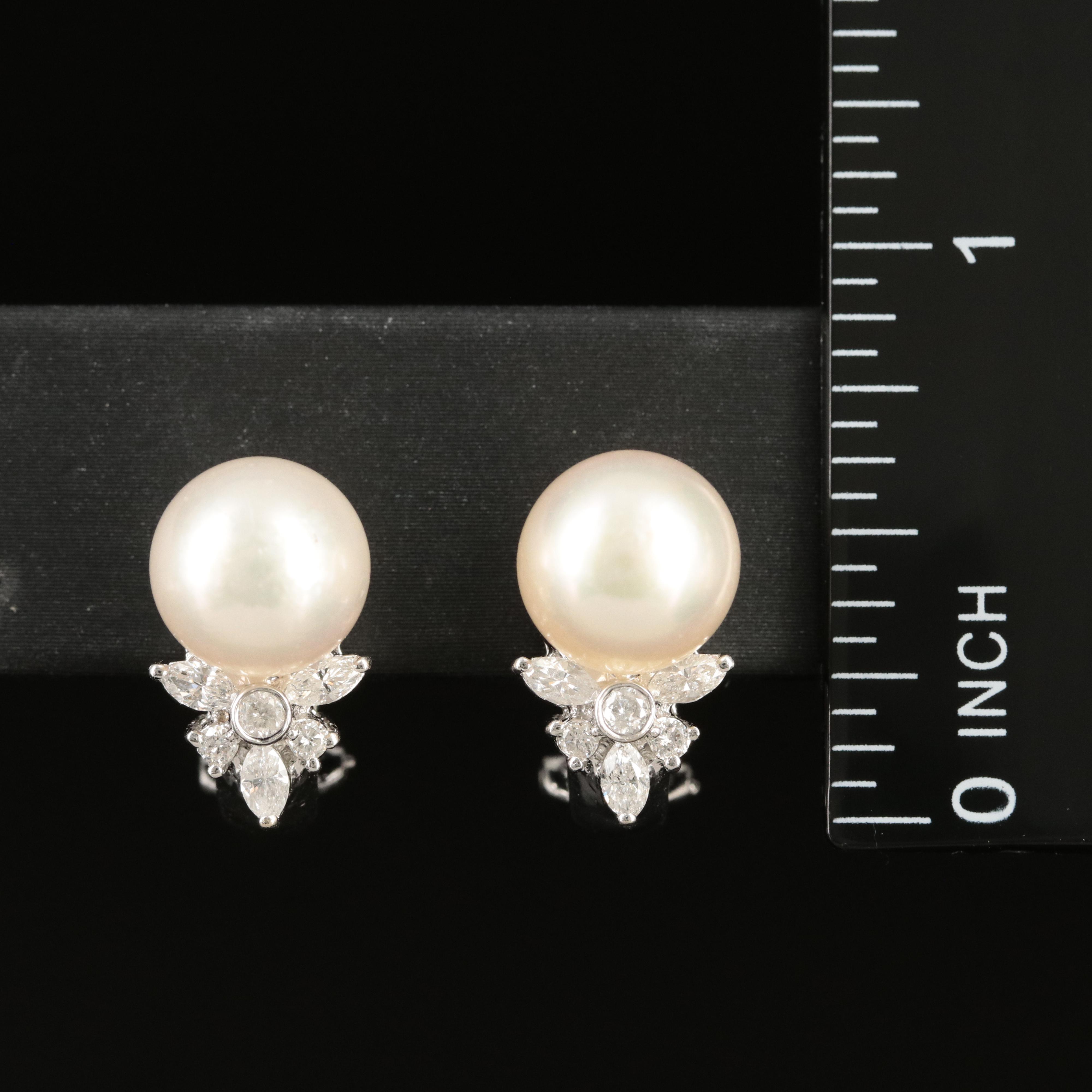 14K Pearl and Diamond Earrings