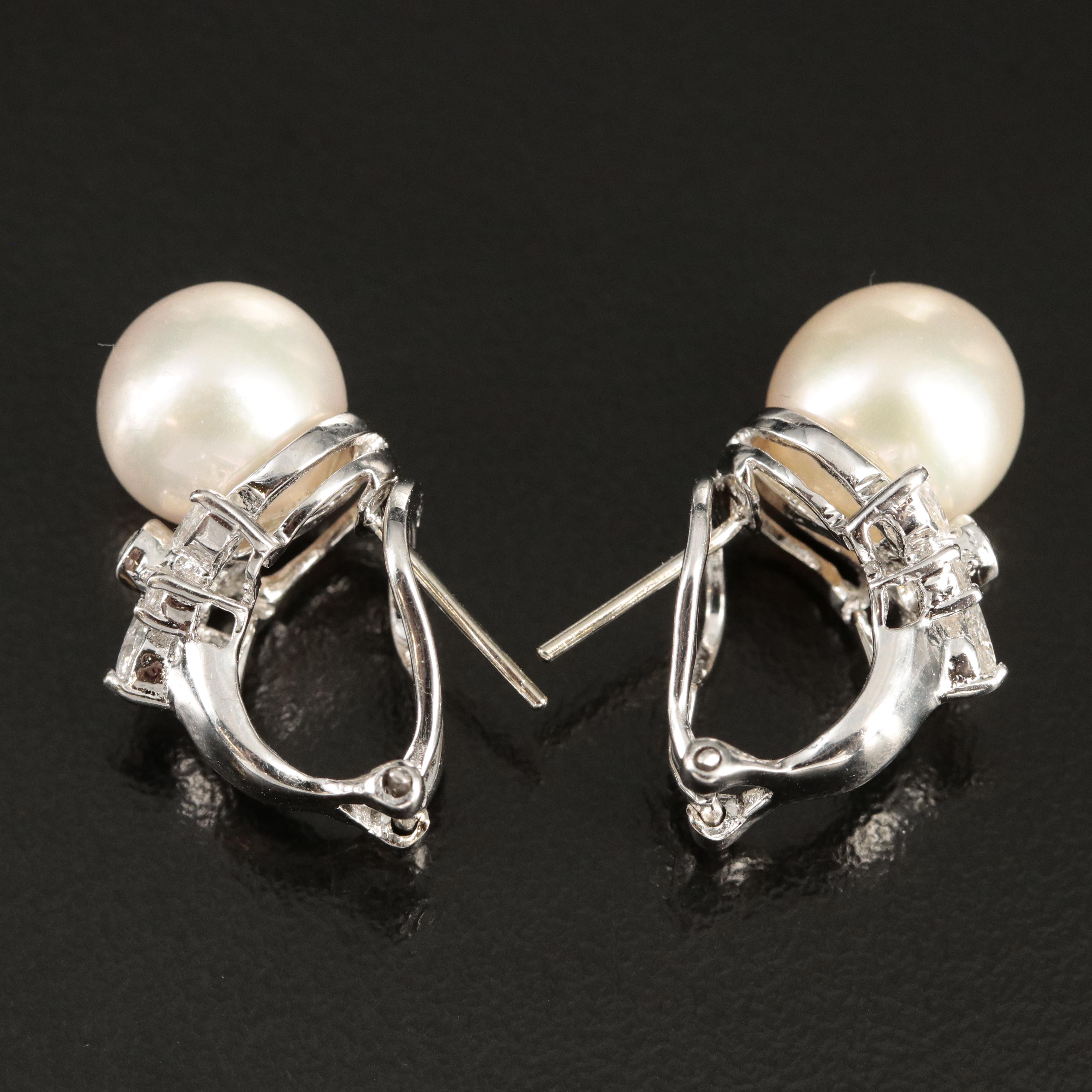 14K Pearl and Diamond Earrings