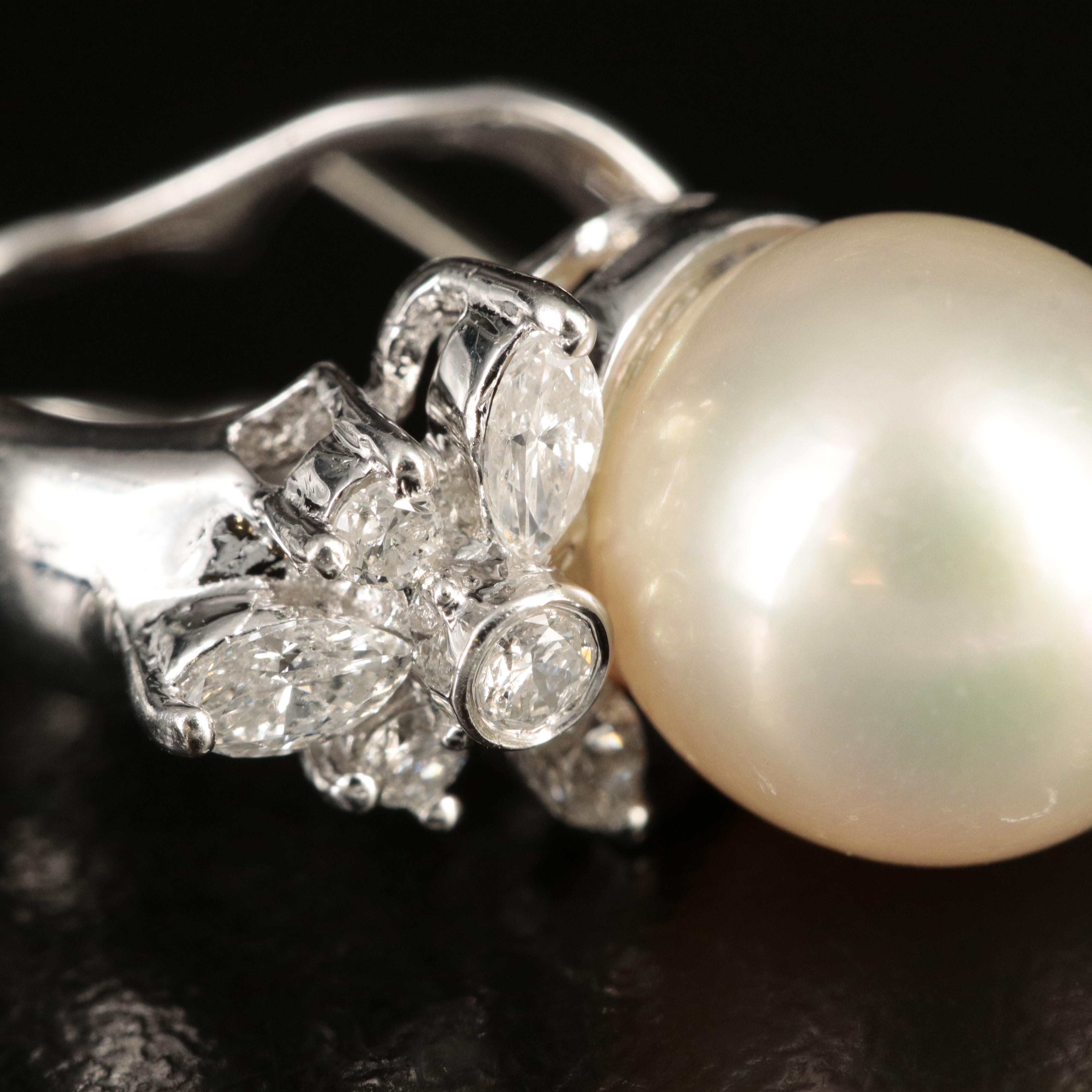 14K Pearl and Diamond Earrings