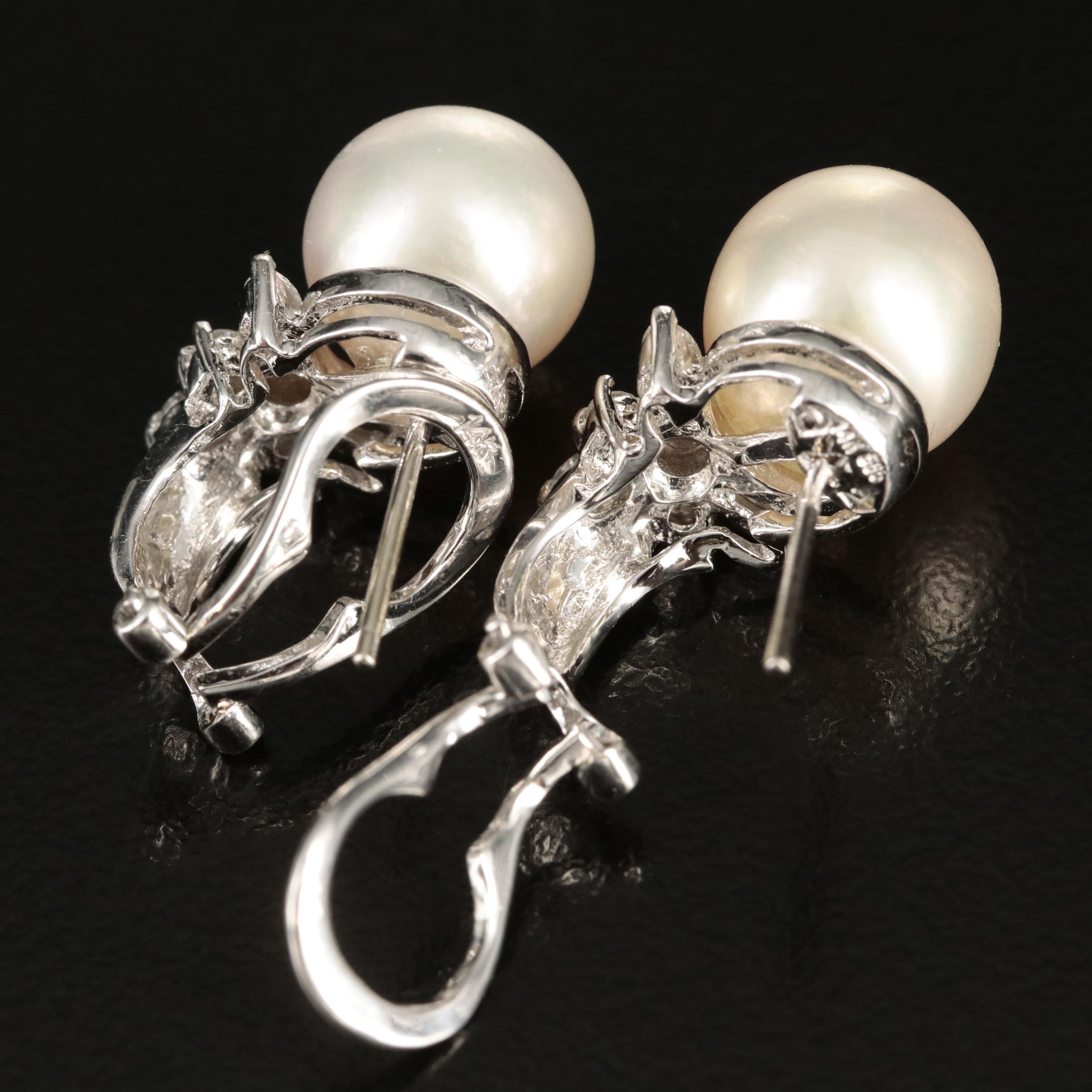 14K Pearl and Diamond Earrings