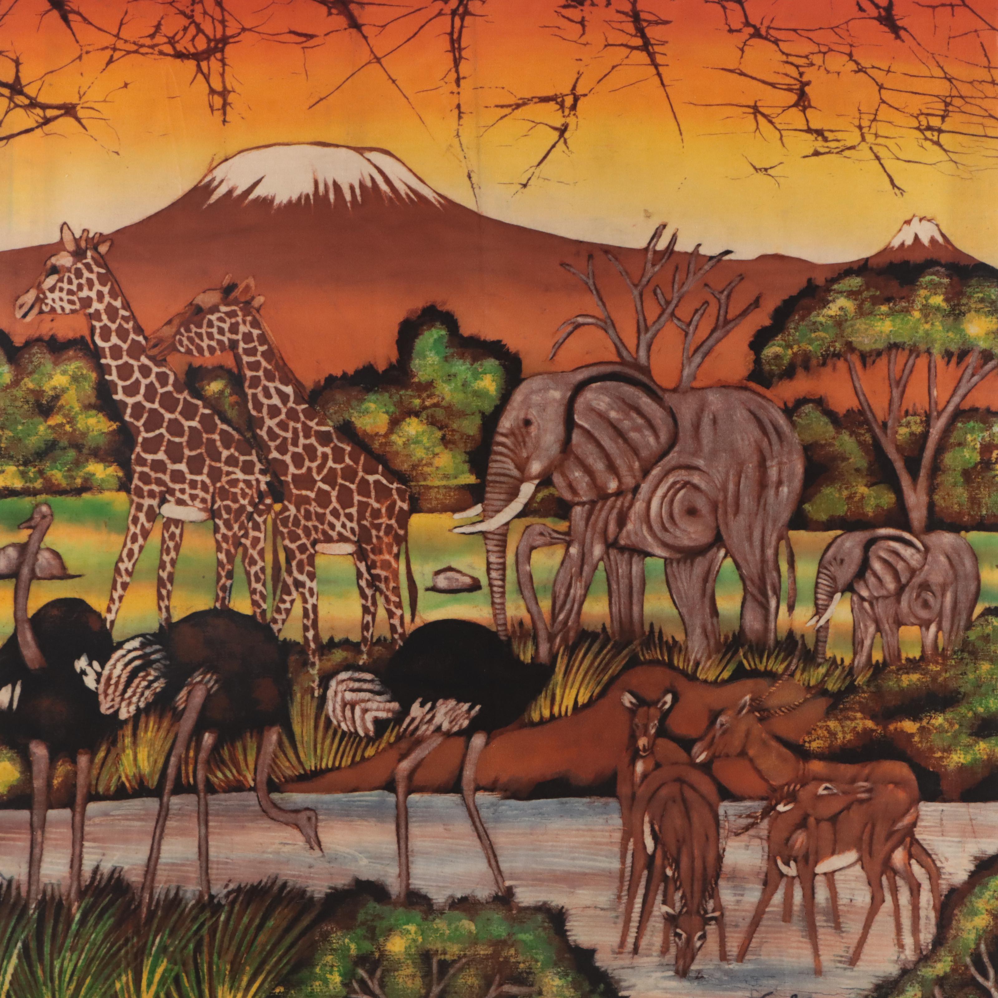 Junior Temba Batik Dyed Fabric Composition of African Wildlife