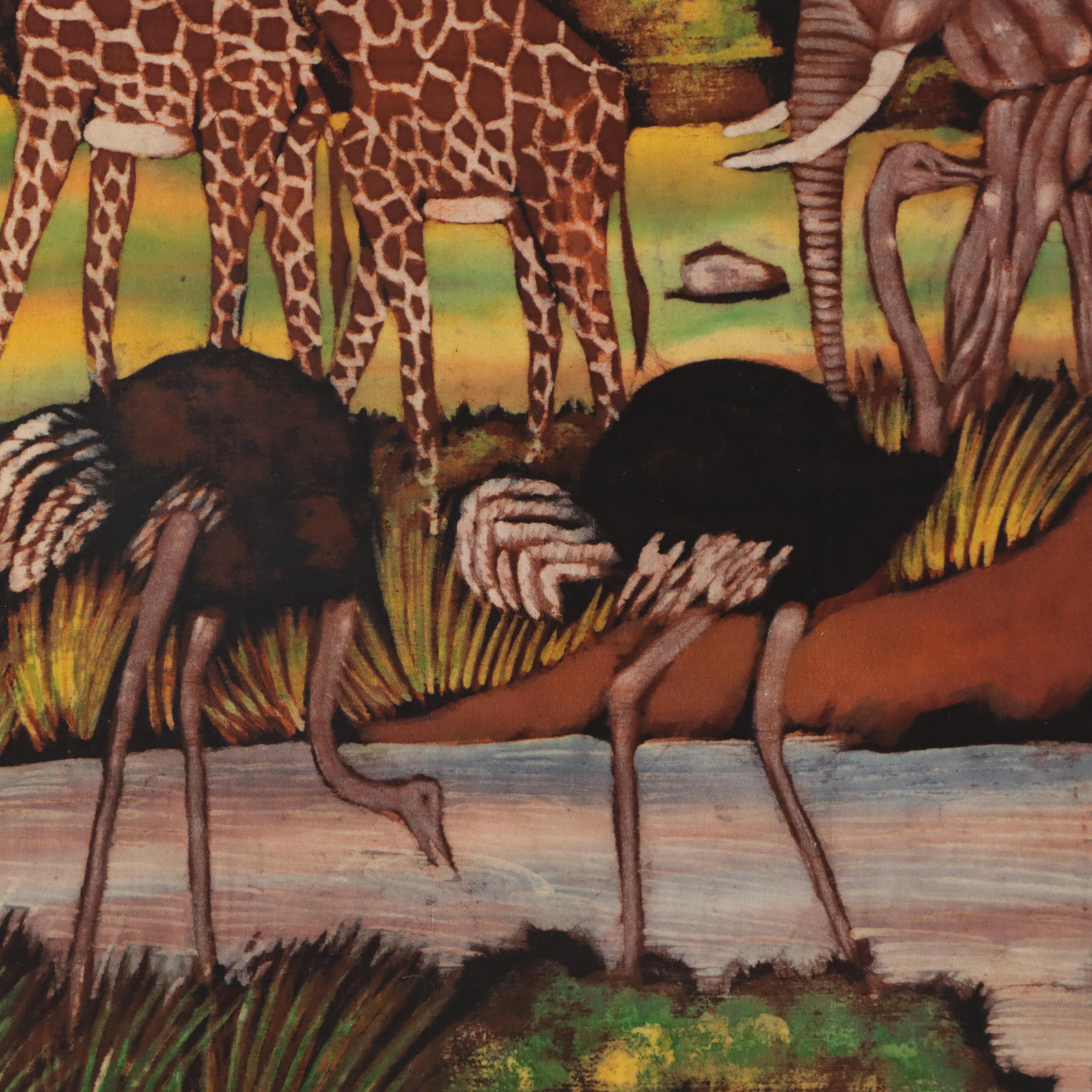 Junior Temba Batik Dyed Fabric Composition of African Wildlife